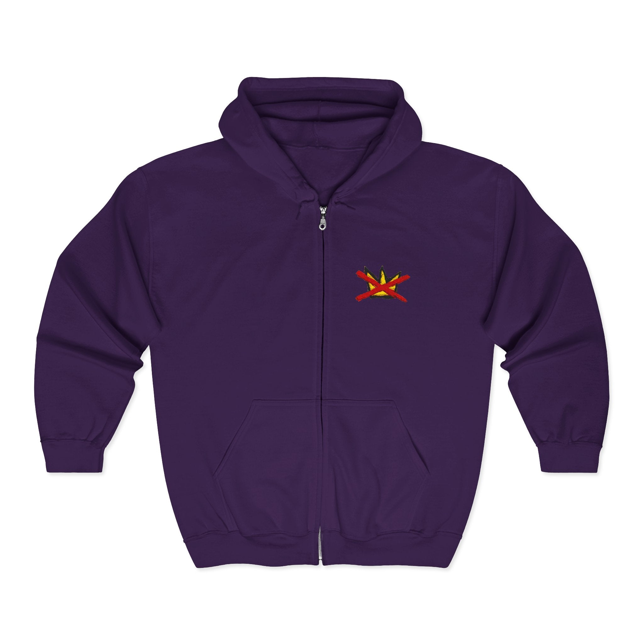 No Kings Embroidered Zip Hoodie | Hand-drawn Full Zip Hooded Sweatshirt