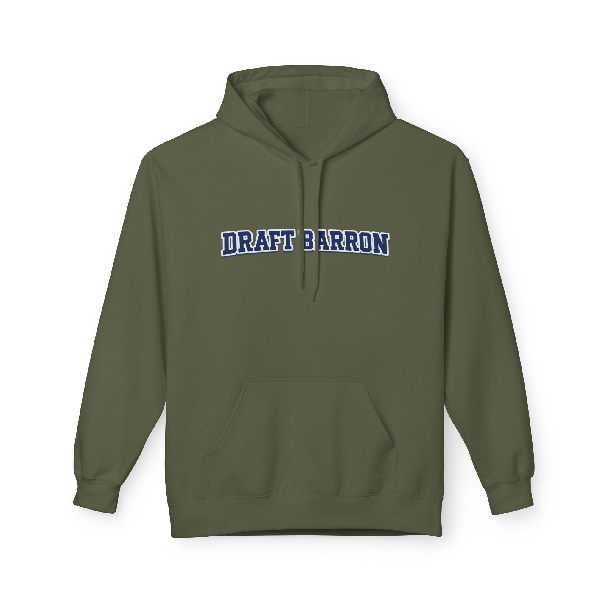 Draft Barron Hoodie | Collegiate Text Logo, White Pullover
