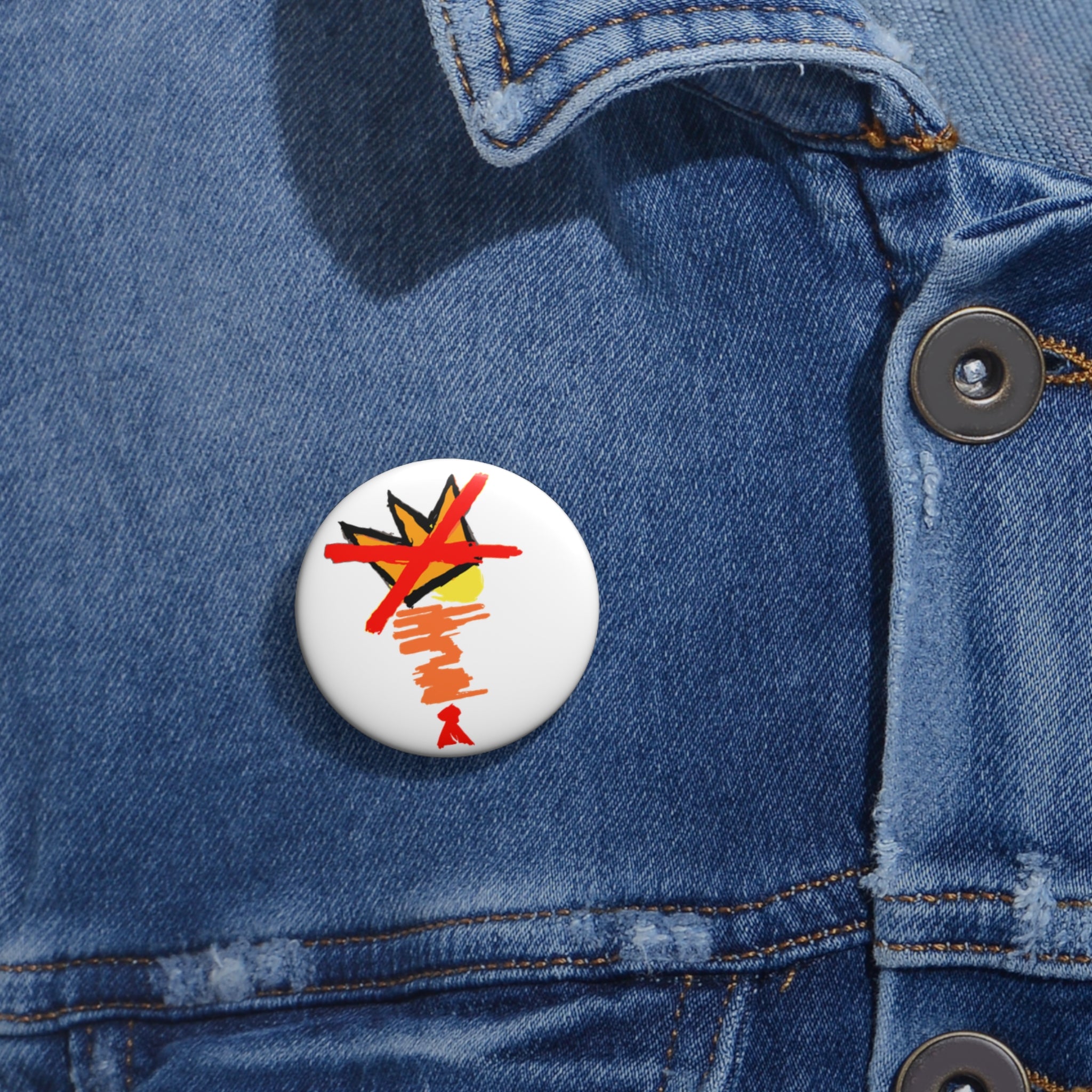 No King Botton - Anti-Trump Dictatorship Takeover Pin - Original Abstract Portrait of It
