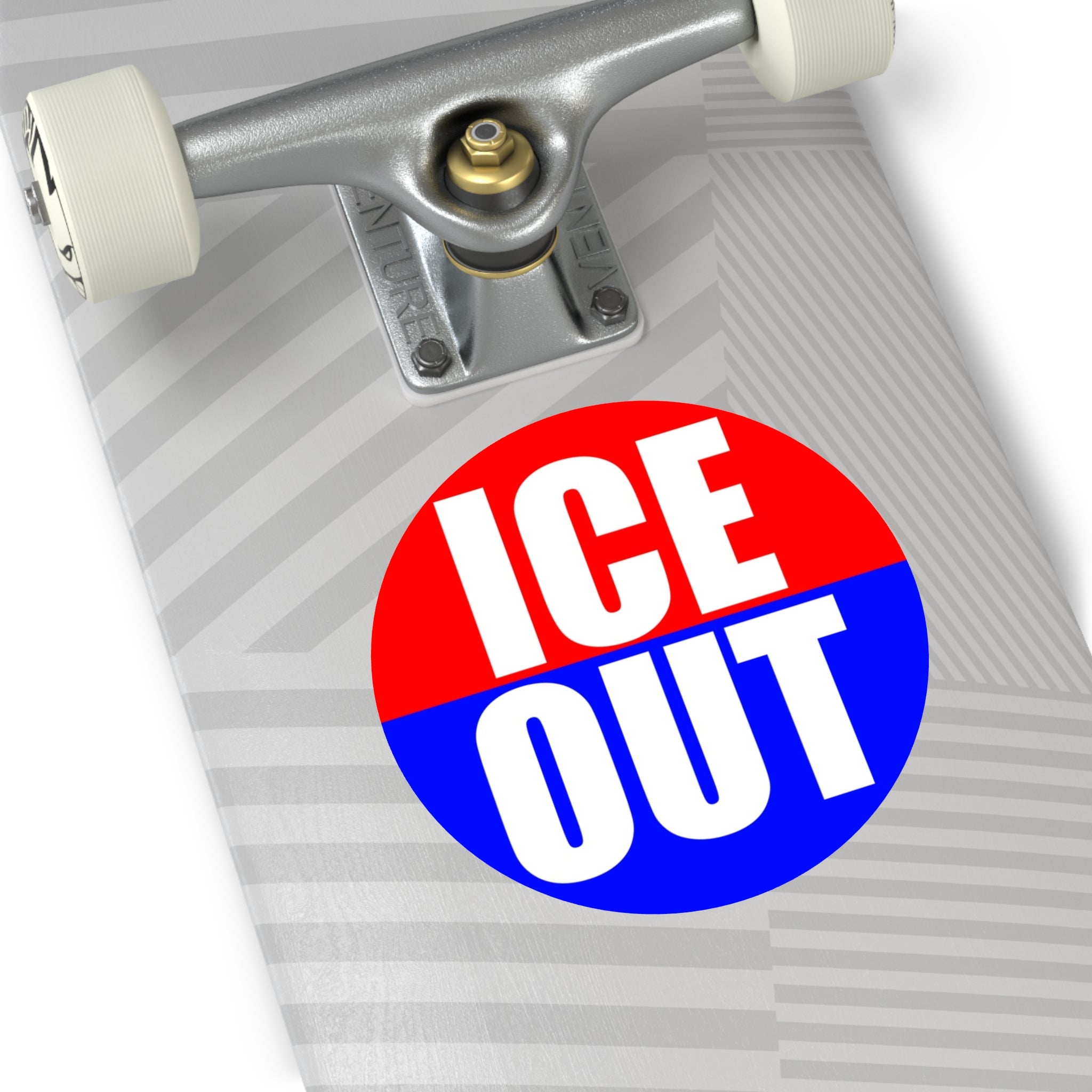ICE OUT Red, White, and Blue Round Vinyl Sticker | Anti Immigration gestapo
