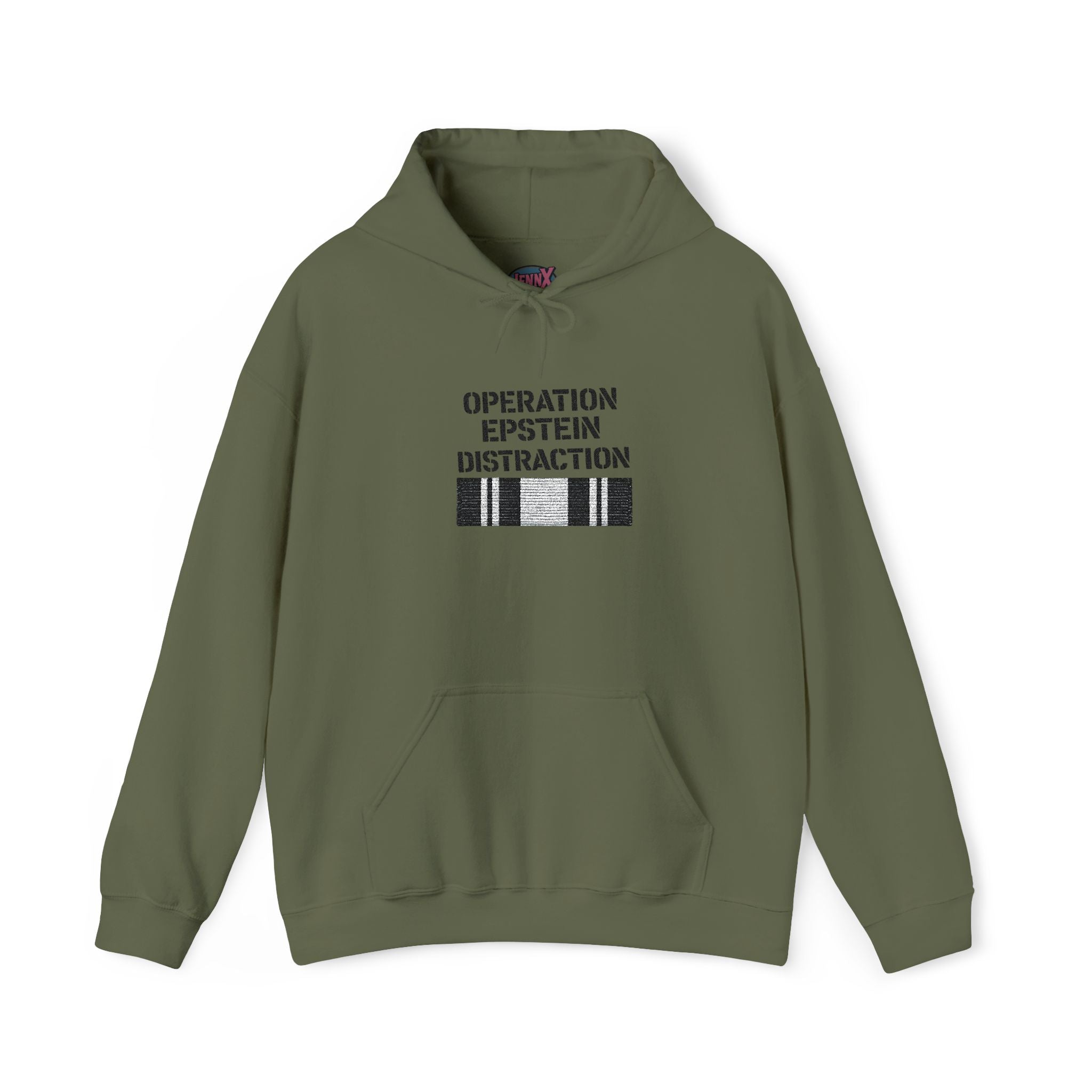 Operation Epstein Distraction Embroidered Hoodie – Iran War Protest Hoodie