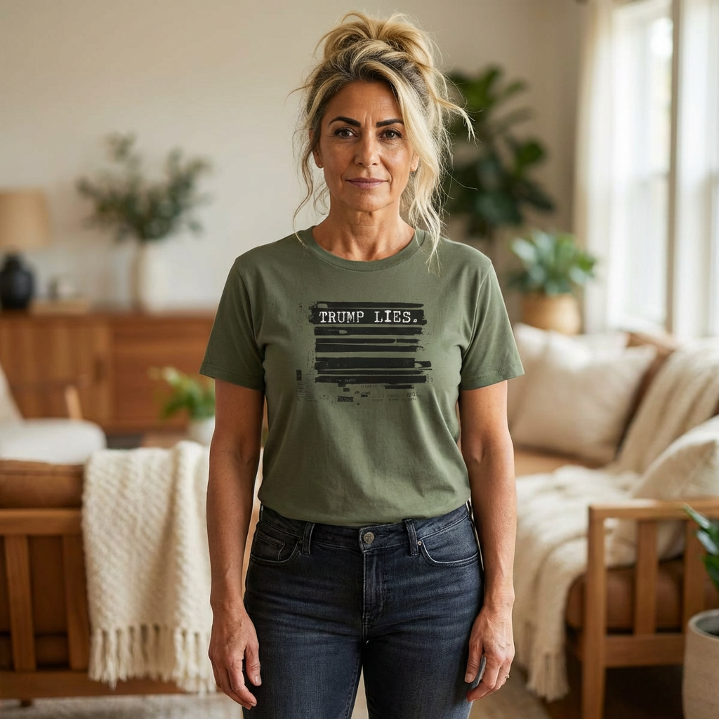 Trump Lies T-Shirt | Epstein Redacted Design, Political Statement Tee