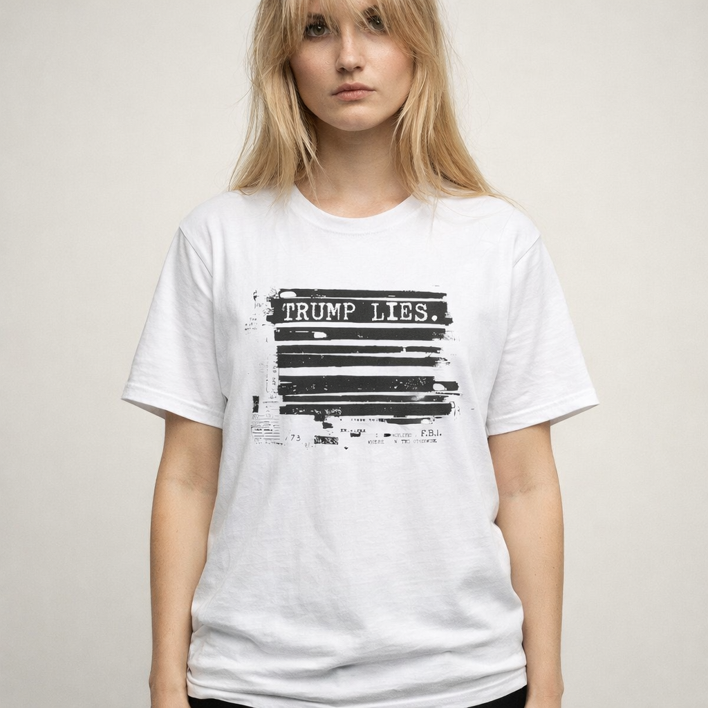 Trump Lies T-Shirt | Epstein Redacted Design, Political Statement Tee