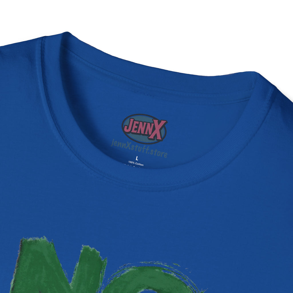 No War brushstroke design T-Shirt | Green Black Red anti-war slogan