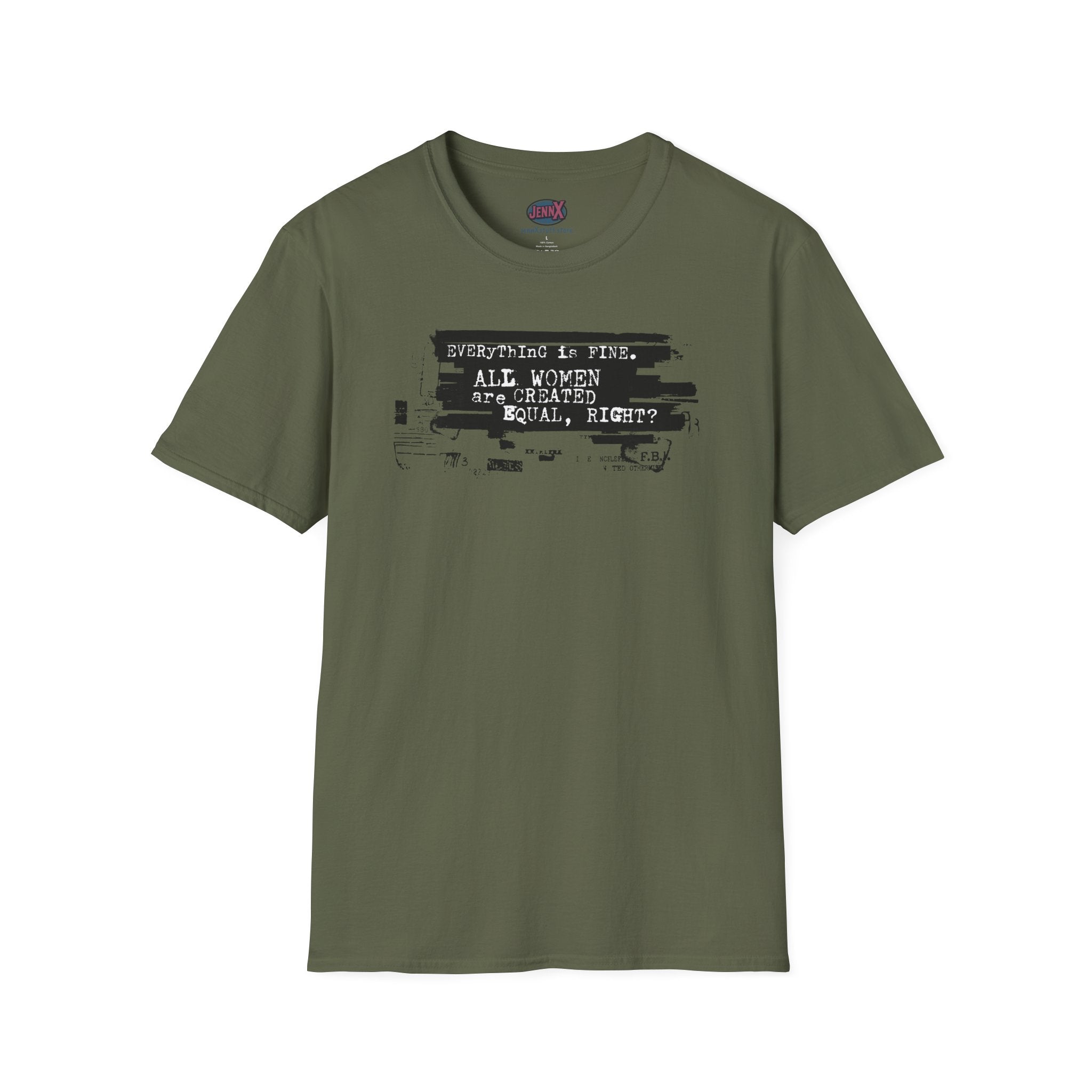 All Women Are Created Equal T-Shirt | Typographic Protest Art, Feminist Tee