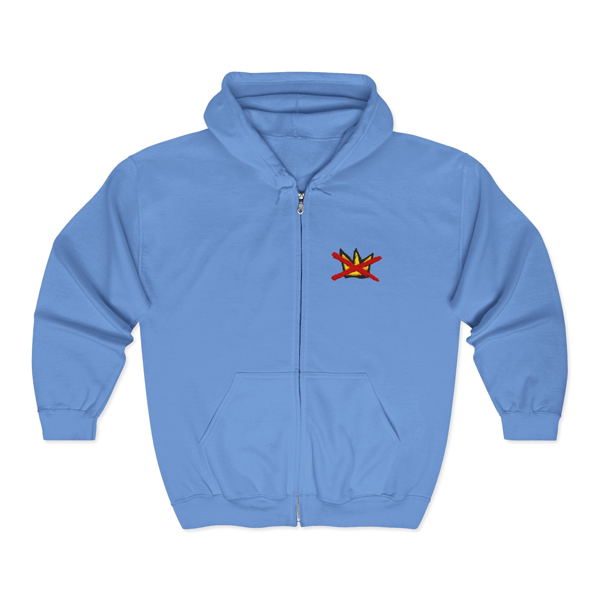 No Kings Embroidered Zip Hoodie | Hand-drawn Full Zip Hooded Sweatshirt