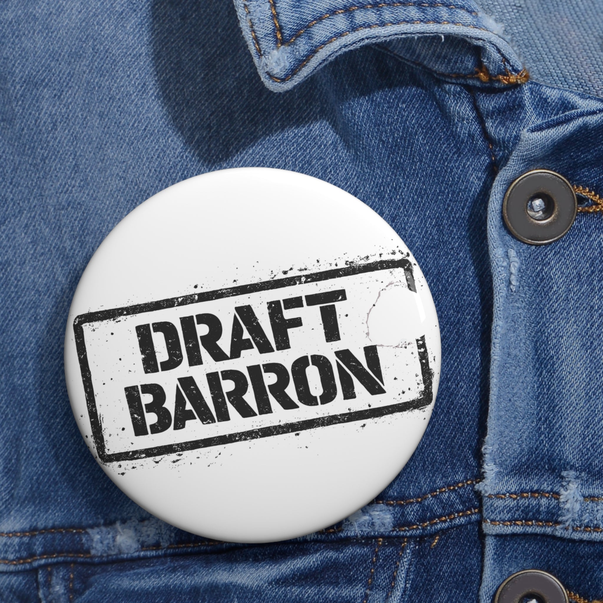 Draft Barron Pin Button | Political Stamp Logo Button
