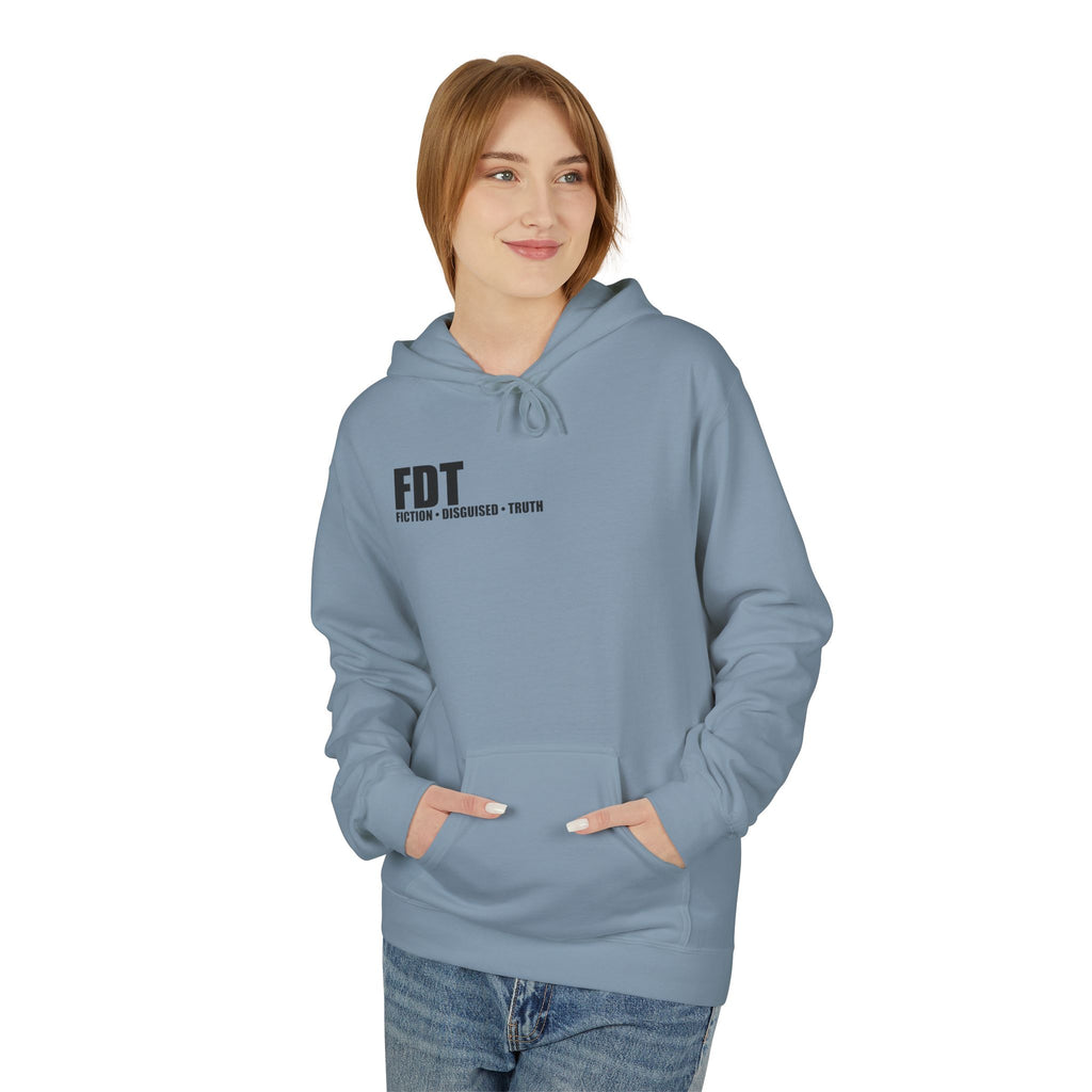 FDT minimalist text Hoodie | Small chest logo, white pullover