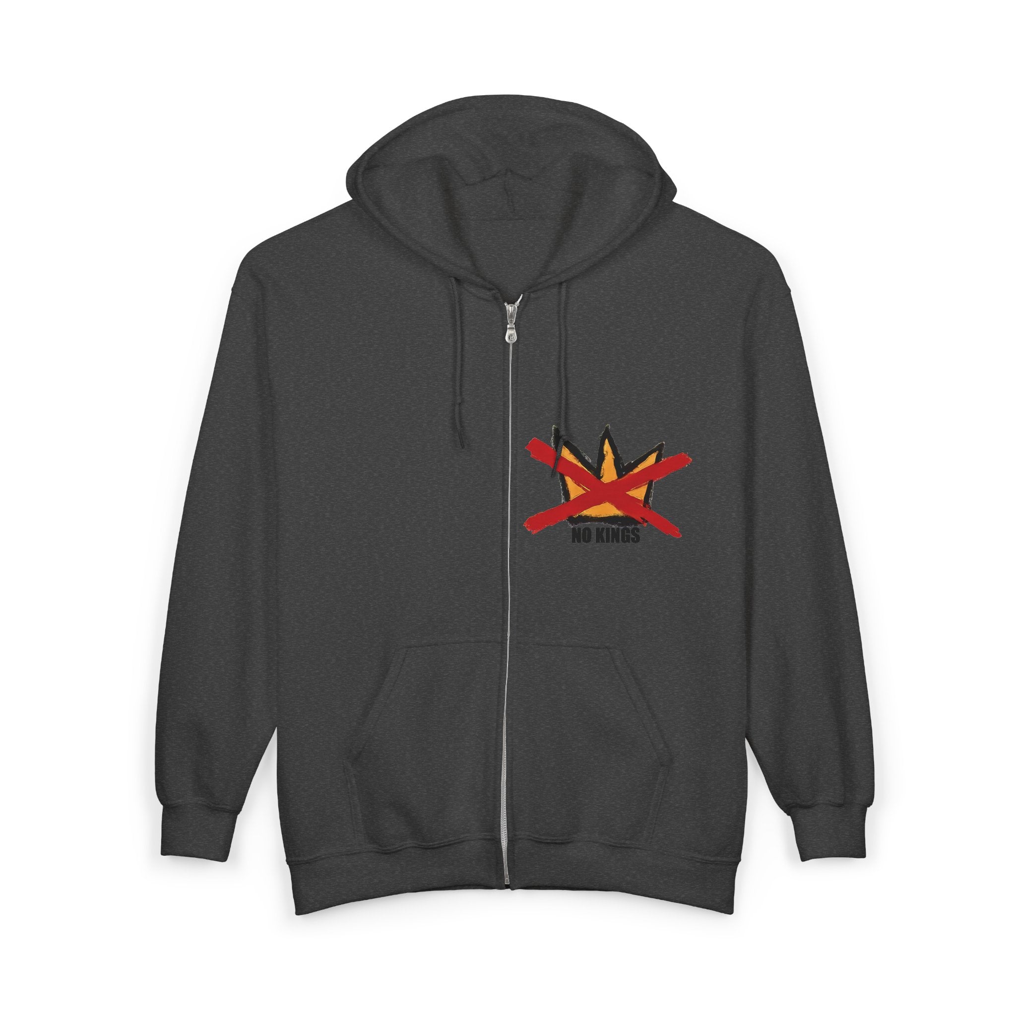 No Kings Hoodie Hand-Darawn design - Die-Cut Protest Sticker Included