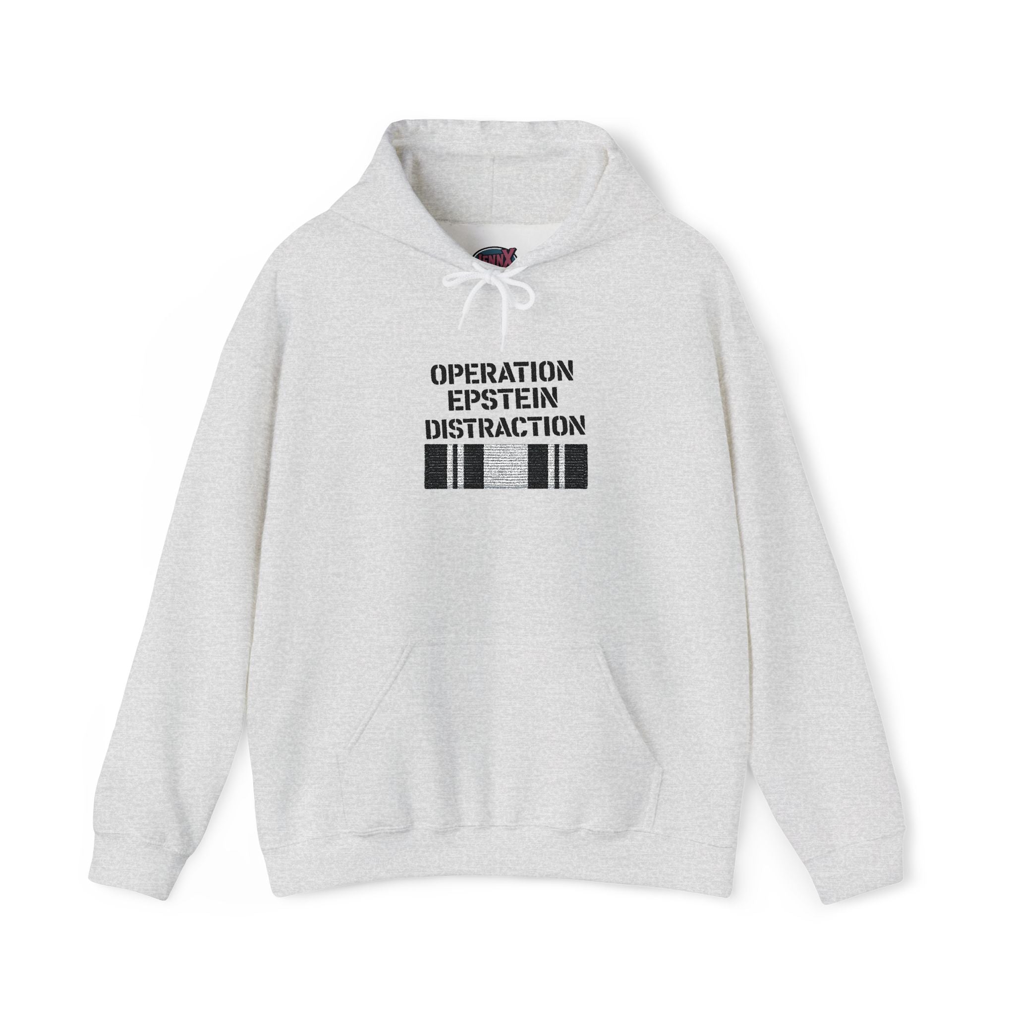 Operation Epstein Distraction Embroidered Hoodie – Iran War Protest Hoodie
