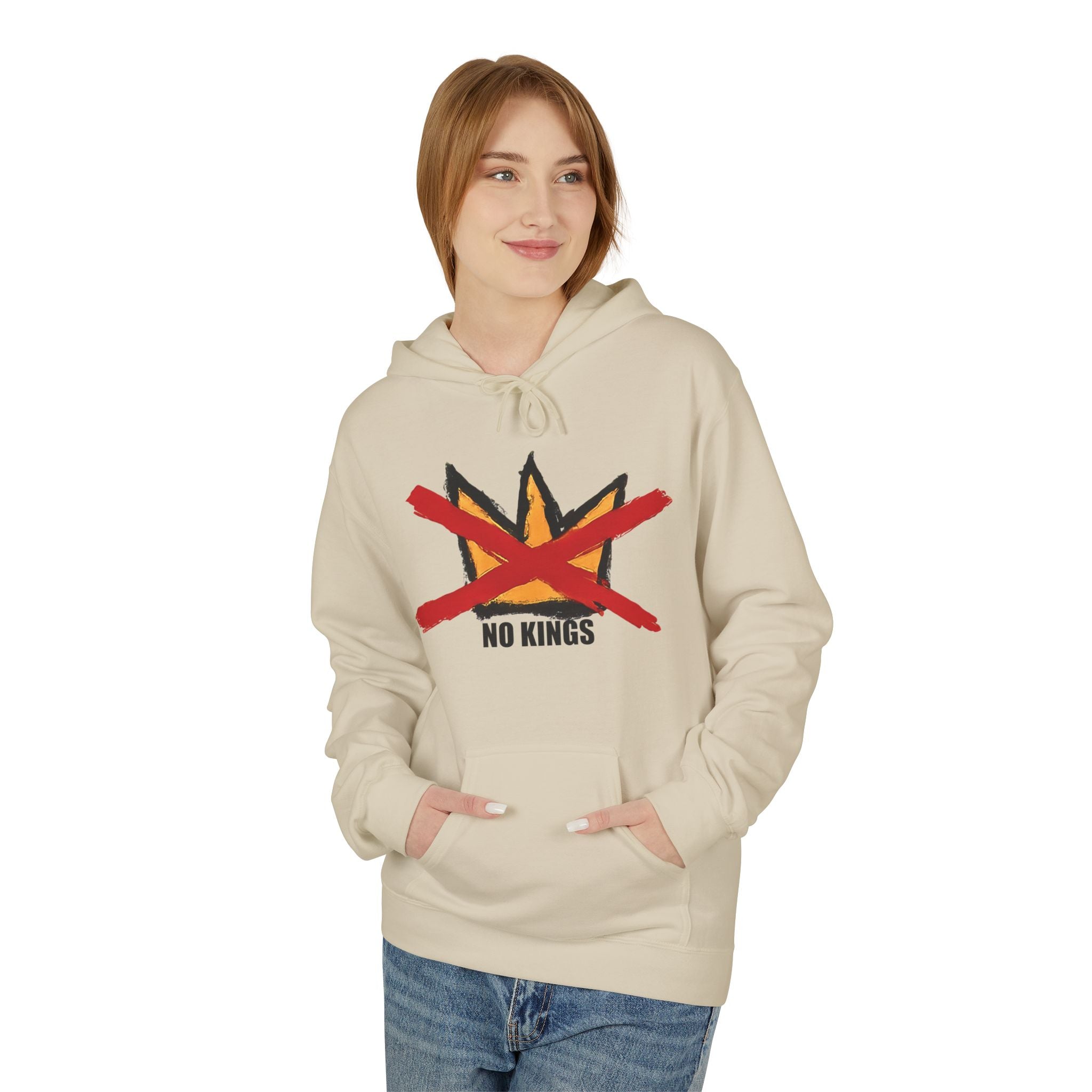 No Kings Hand-Drawn Graphic Hoodie | Includes No Kings sticker