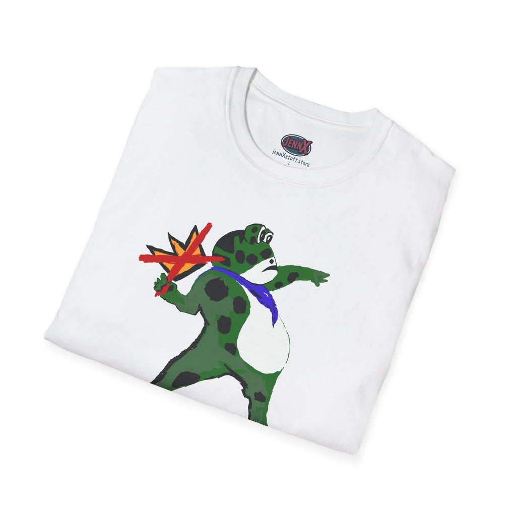 No Kings Banksy Flower Thrower inspired Protest Frog T-Shirt