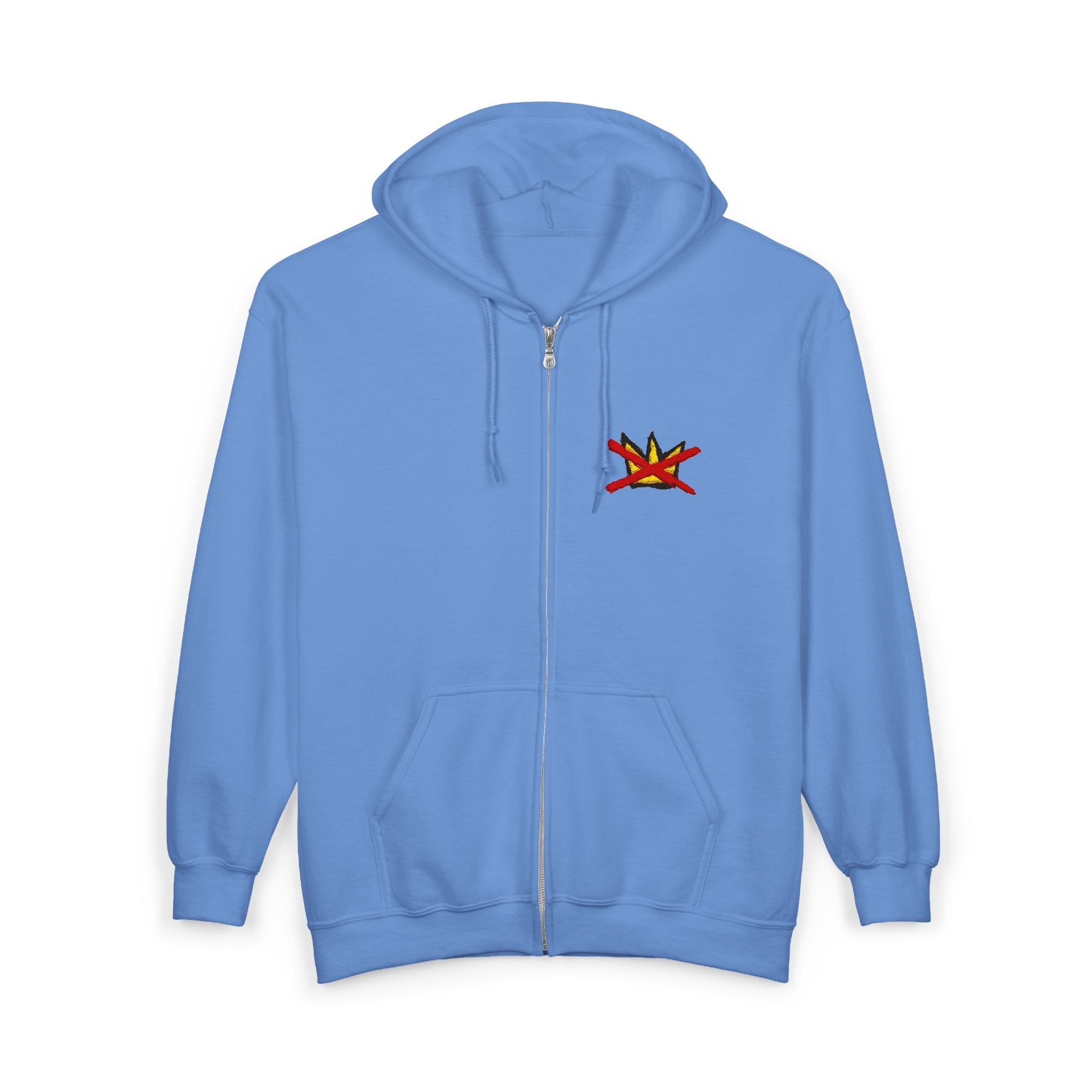 No Kings Embroidered Zip Hoodie | Hand-drawn Full Zip Hooded Sweatshirt