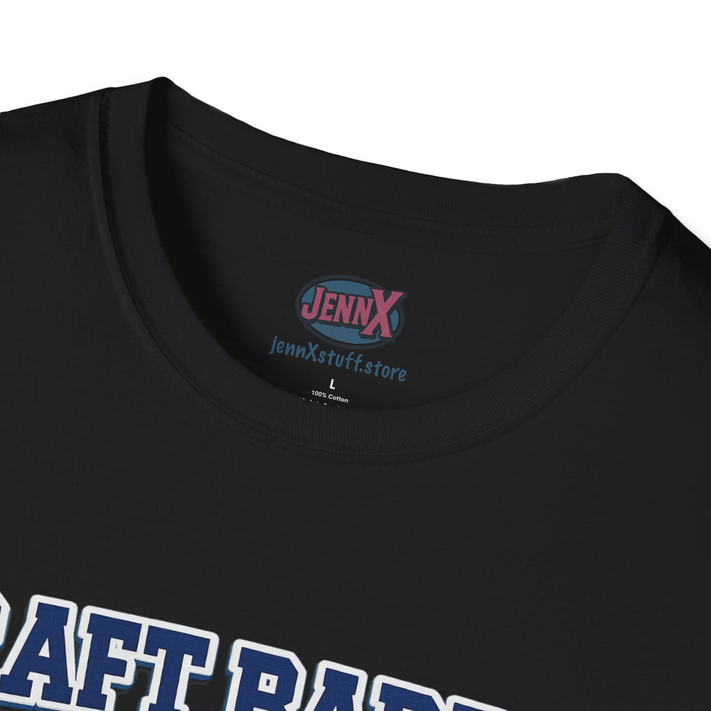Draft Barron T-Shirt | Collegiate Block Text, White Tee