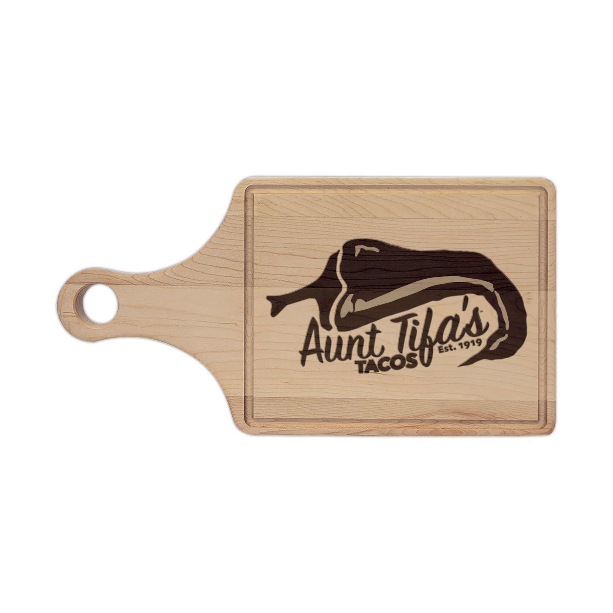 Aunt Tifa's Tacos Wooden Cutting Board - Perfect Anti-Trump ANTIFA gift - Political Satire