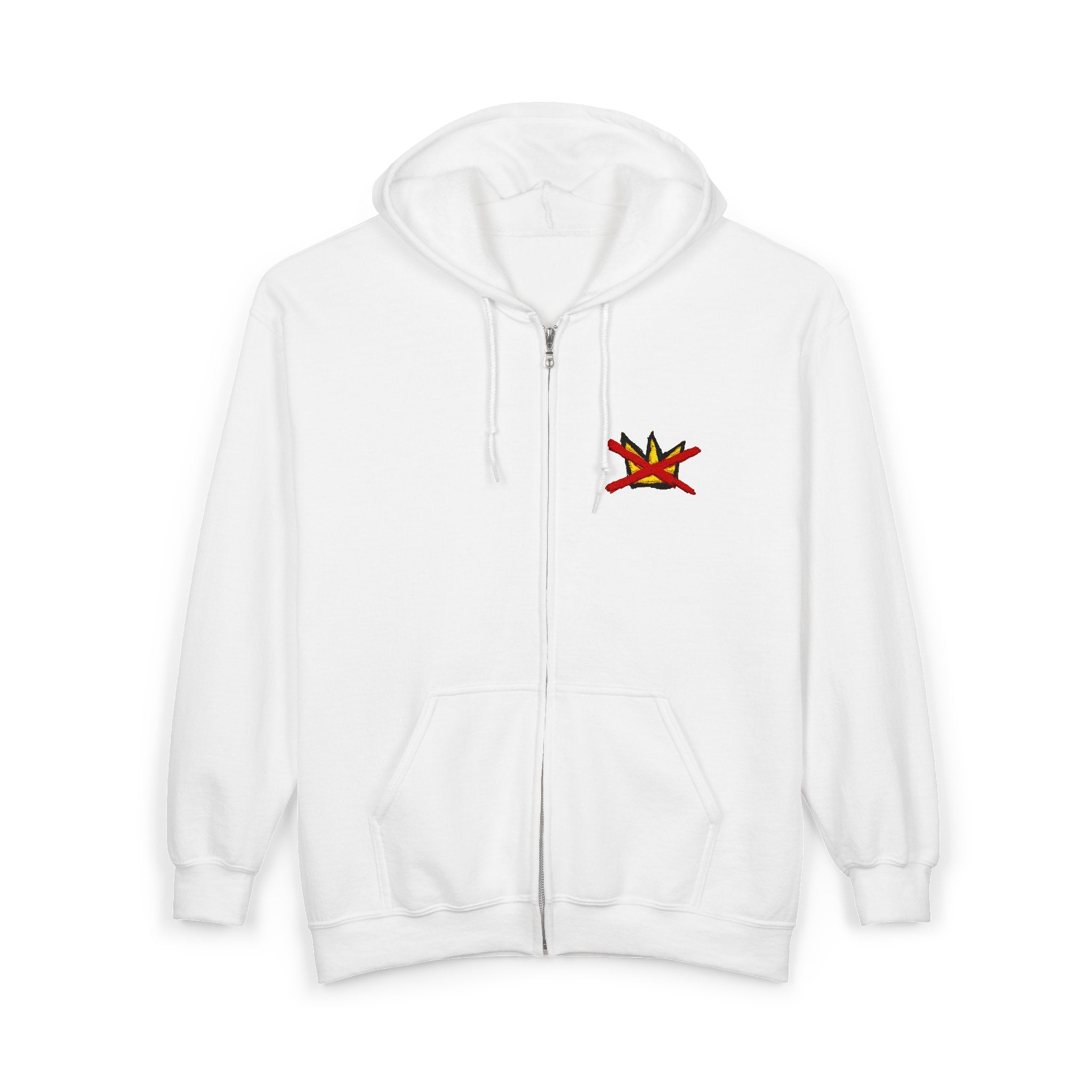 No Kings Embroidered Zip Hoodie | Hand-drawn Full Zip Hooded Sweatshirt