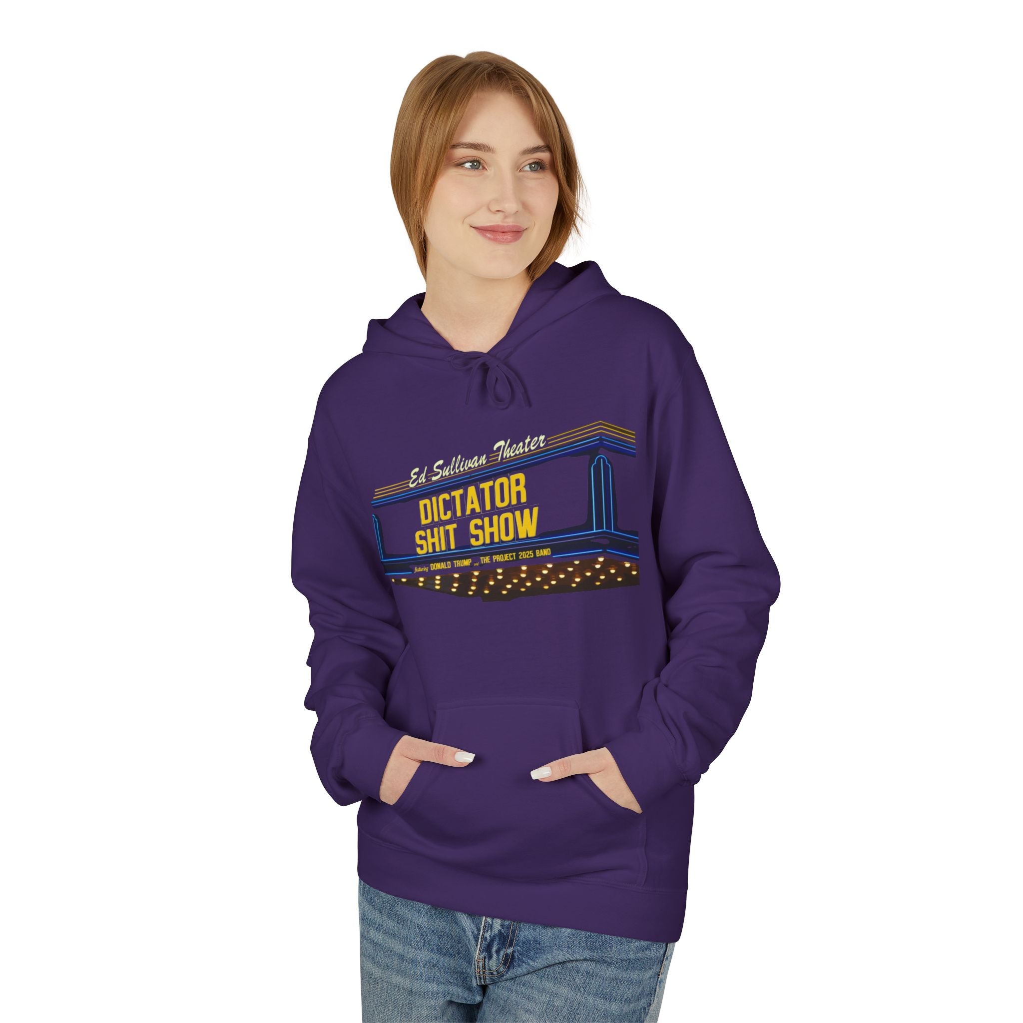 Dictator Shit Show marquee hoodie | Featuring Donald Trump and the Project 2025 Band
