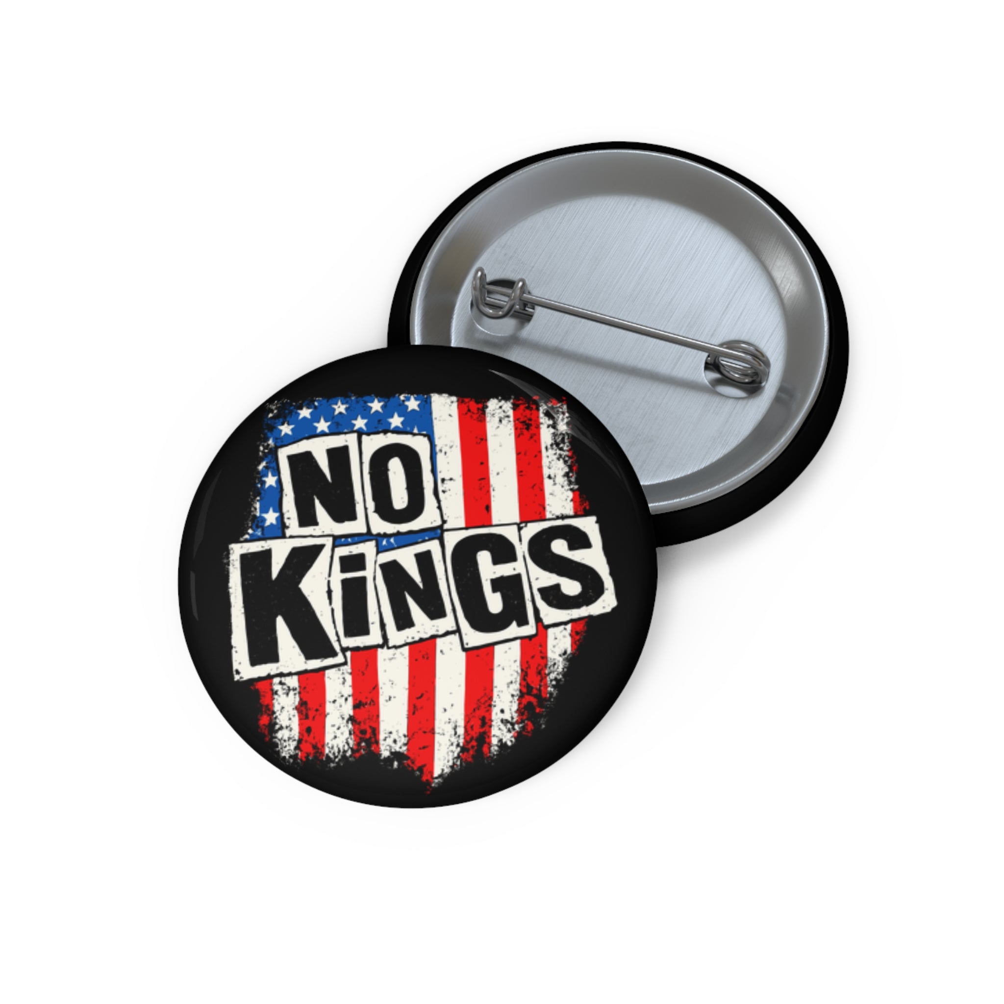 No Kings Sex Pistols parody Punk Rock American Flag Pinback Button