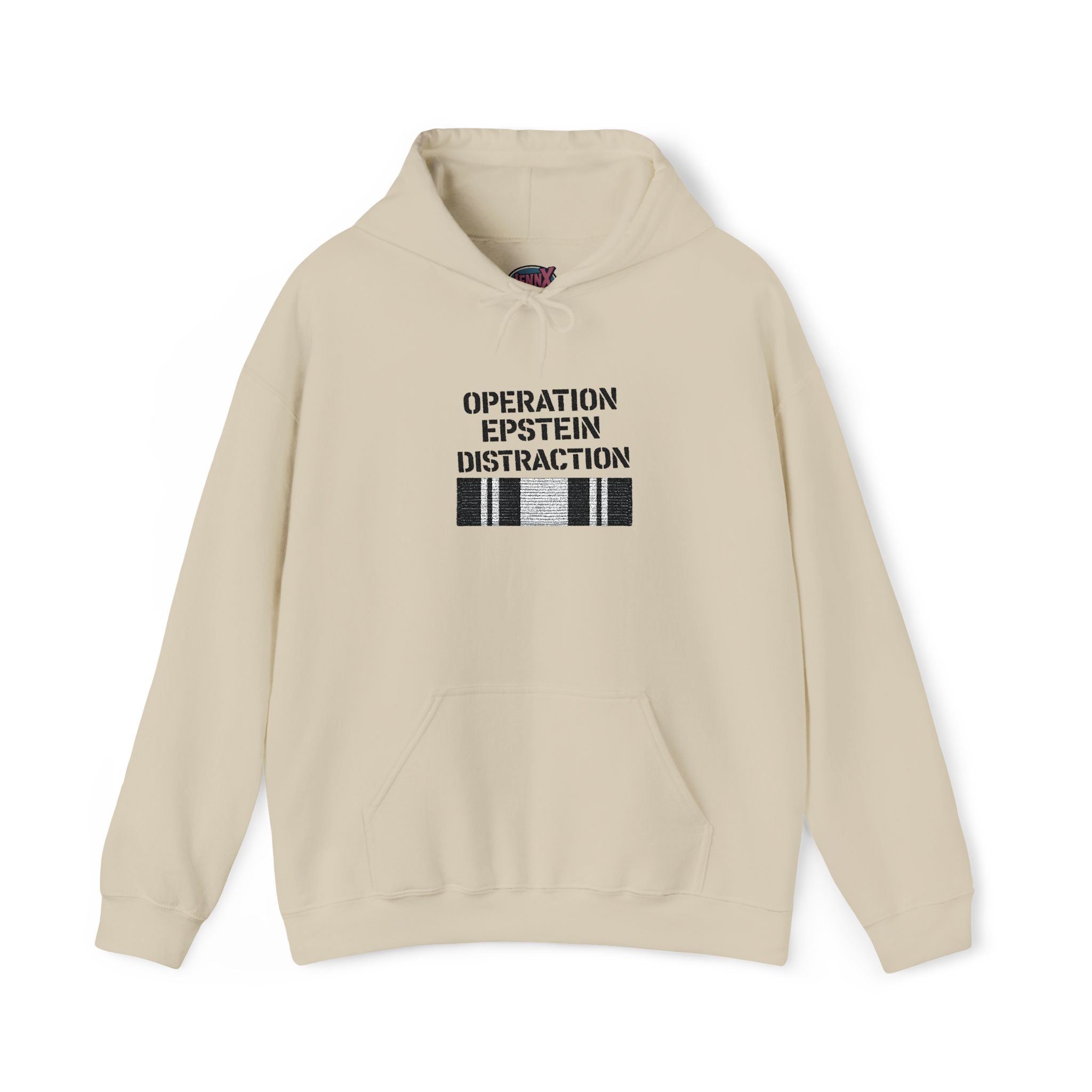 Operation Epstein Distraction Embroidered Hoodie – Iran War Protest Hoodie