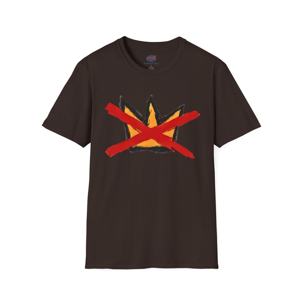 No Kings Crown Protest T-Shirt, Anti-Trump Activist Tee, Unisex Softstyle Shirt, Political Graphic Clothing, Hand-Drawn Protest Art Apparel