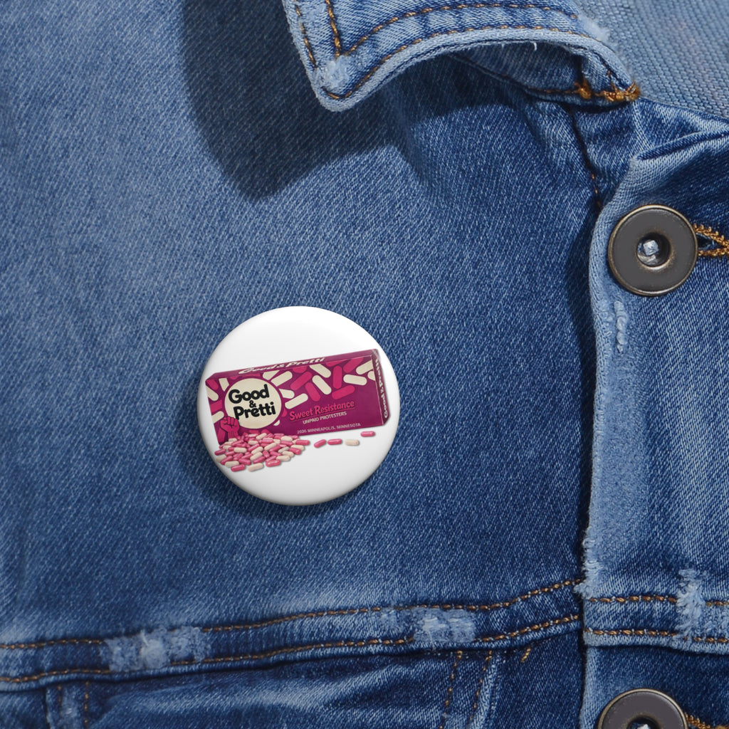 Good & Pretti Candy Bar pin button | 1.25" round enamel style