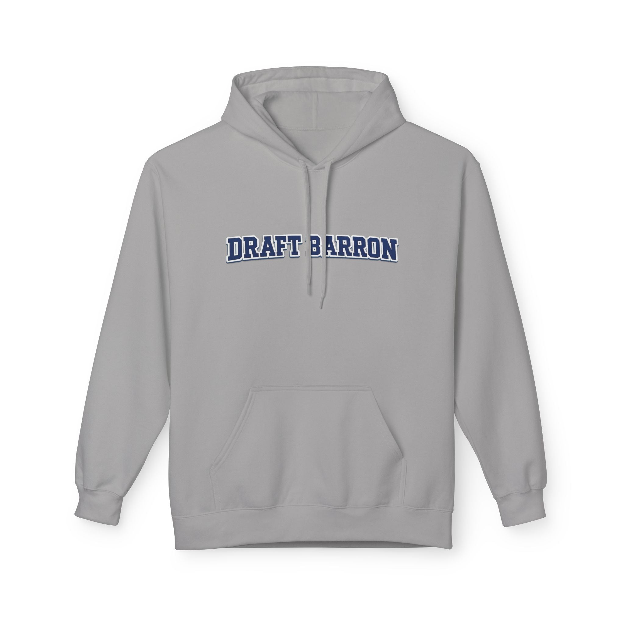 Draft Barron Hoodie | Collegiate Text Logo, White Pullover