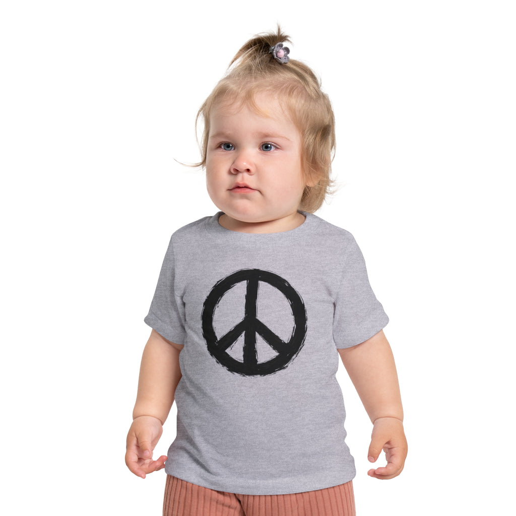 Hand-Drawn Peace Sign Baby T-Shirt | Minimal Hippie Graphic