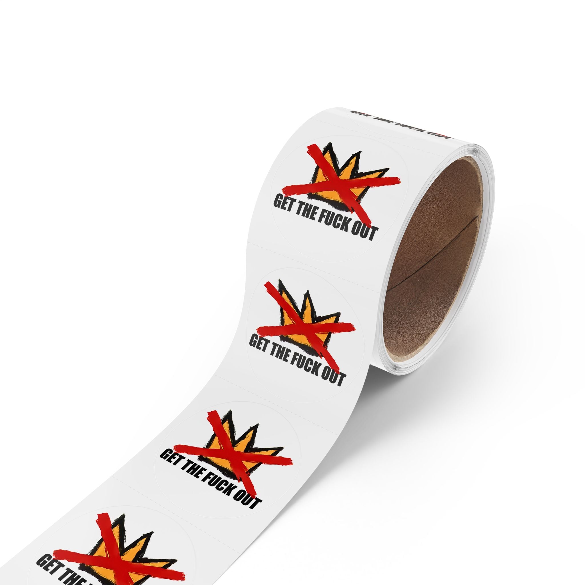 No Kings sticker roll Get The Fuck Out - For Good Minneapolis bulk protest stickers