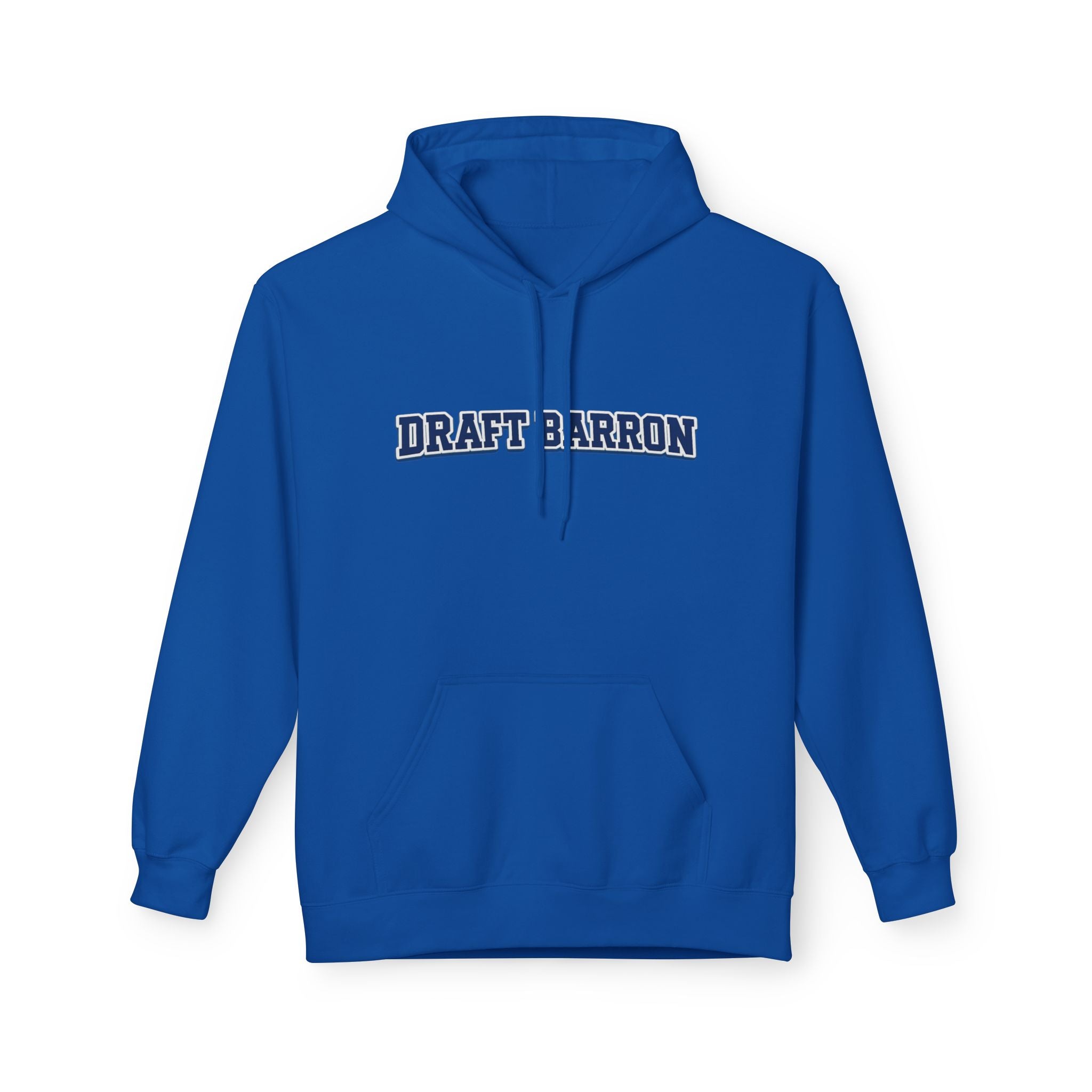 Draft Barron Hoodie | Collegiate Text Logo, White Pullover