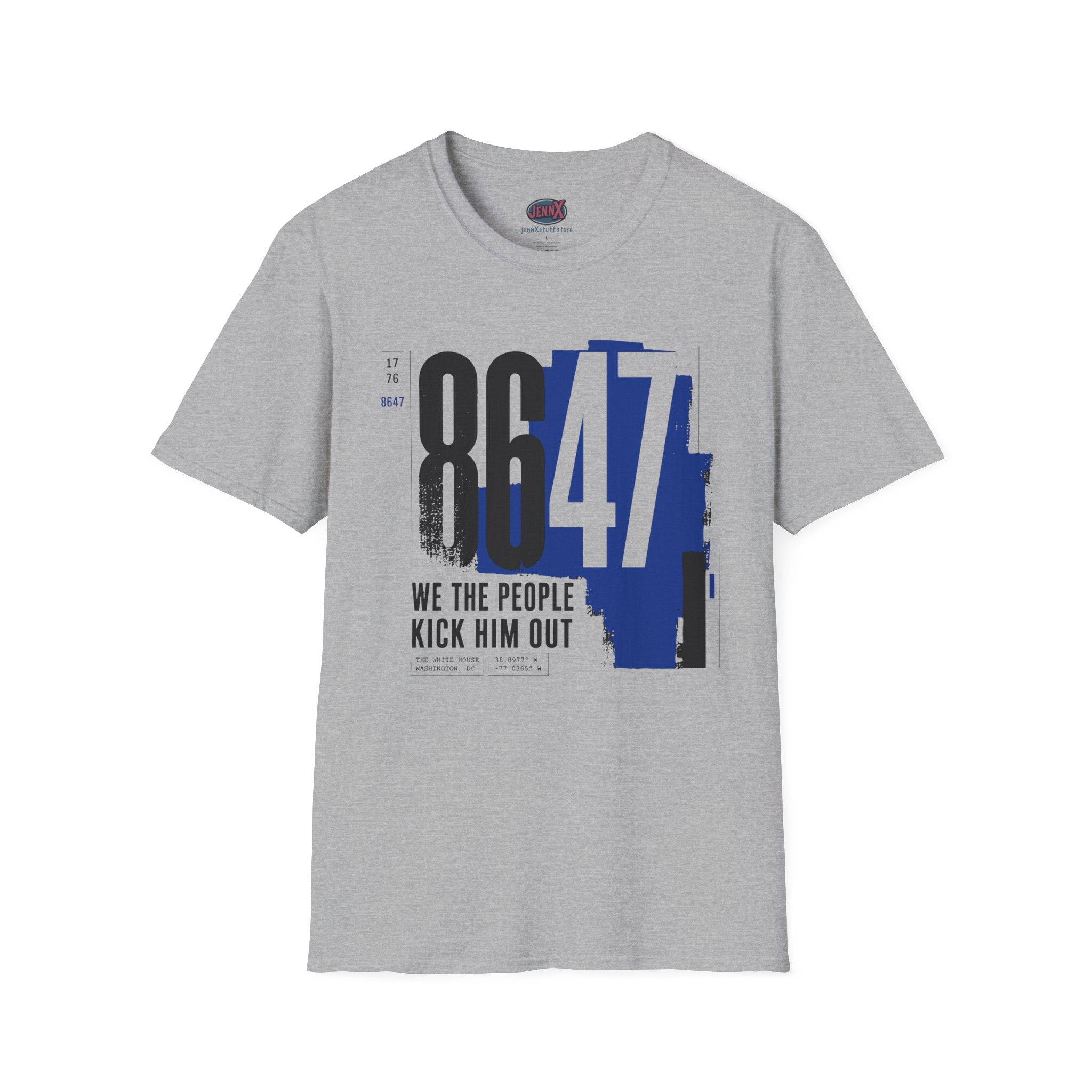 8647 Tee | Bold Blue Black Typographic T-Shirt I We The People Kick Him Out