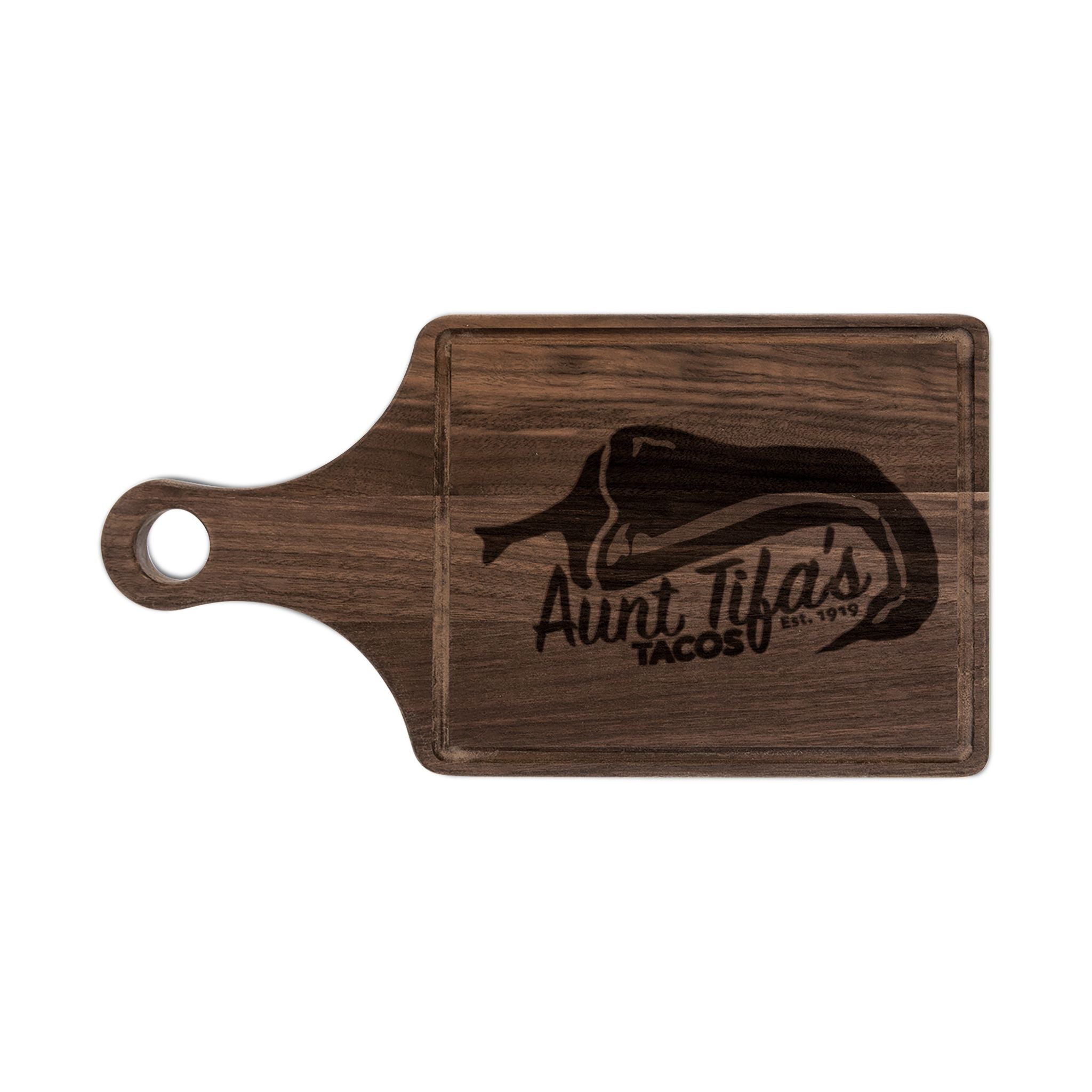 Aunt Tifa's Tacos Wooden Cutting Board - Perfect Anti-Trump ANTIFA gift - Political Satire