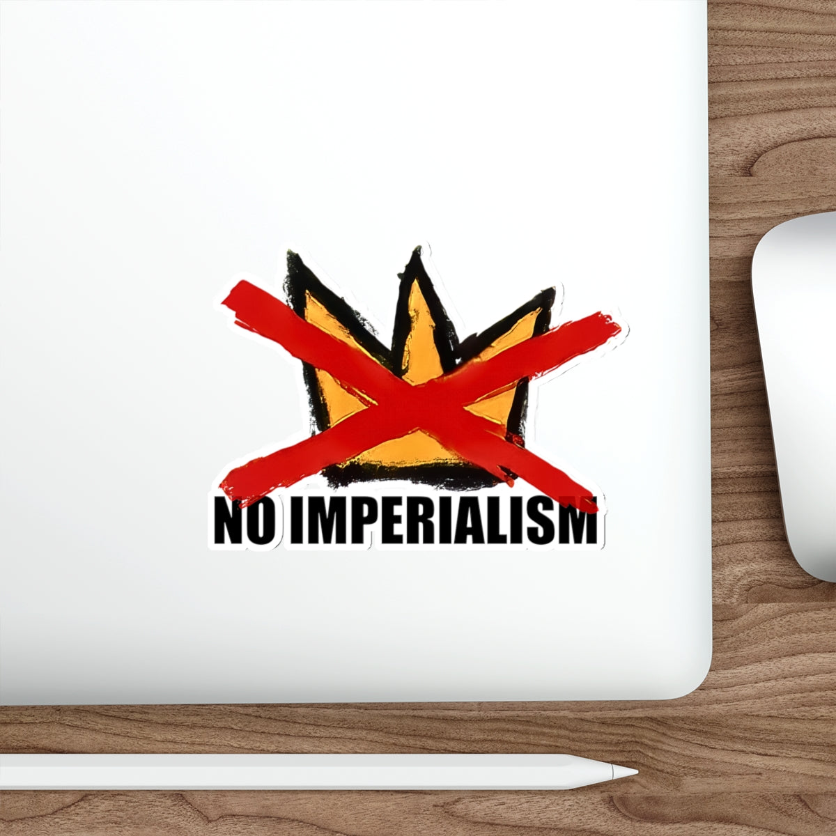 No Imperialism No Kings Sticker | Anti-Imperialism Die-Cut Sticker, Artist-Made, Hand-Drawn