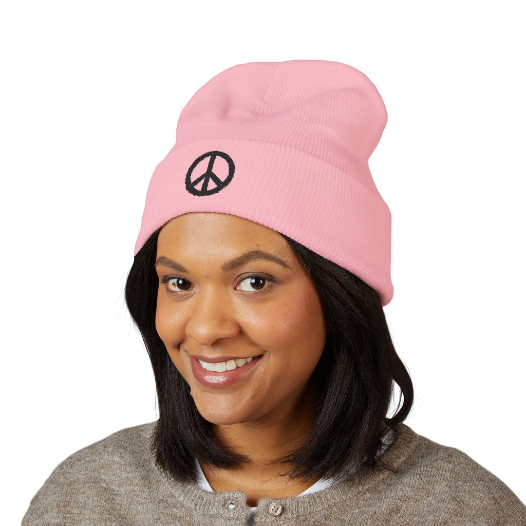 Bonnet brodé motif « Peace Sign » I Peint à la main