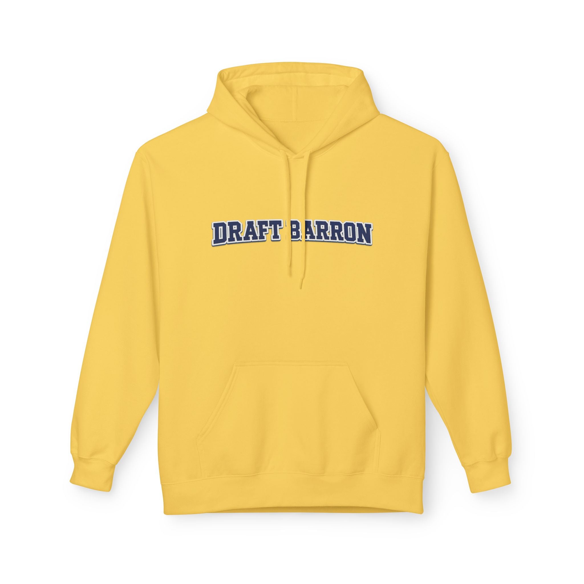 Draft Barron Hoodie | Collegiate Text Logo, White Pullover