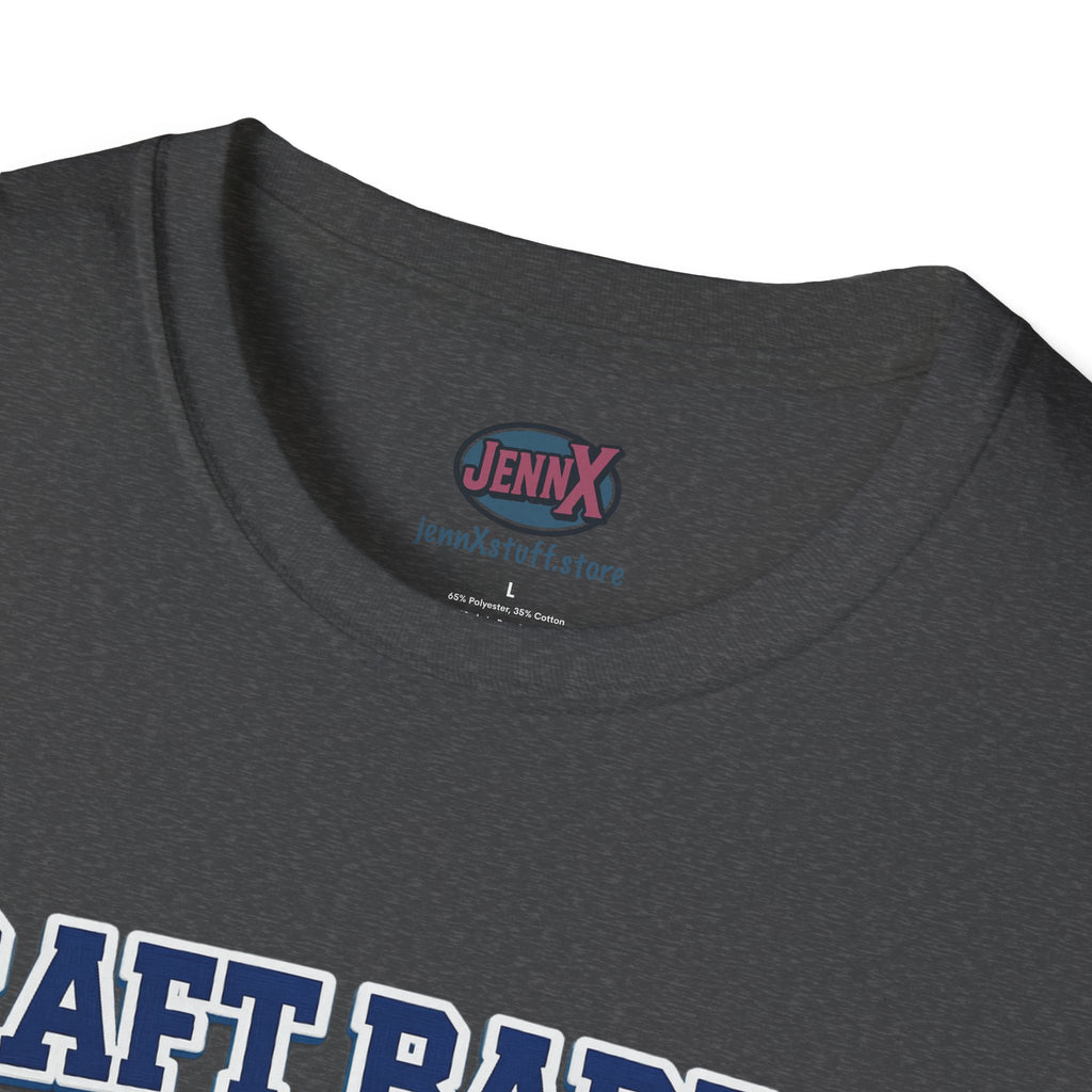 Draft Barron T-Shirt | Collegiate Block Text, White Tee