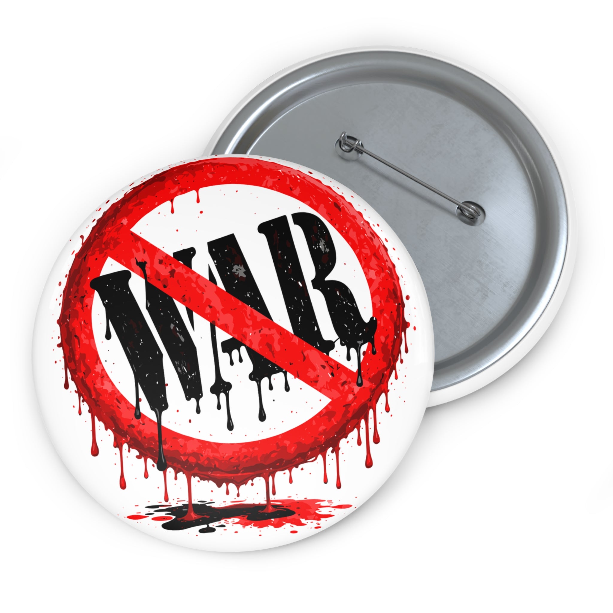 No War Symbol pin button | oil and blood drip