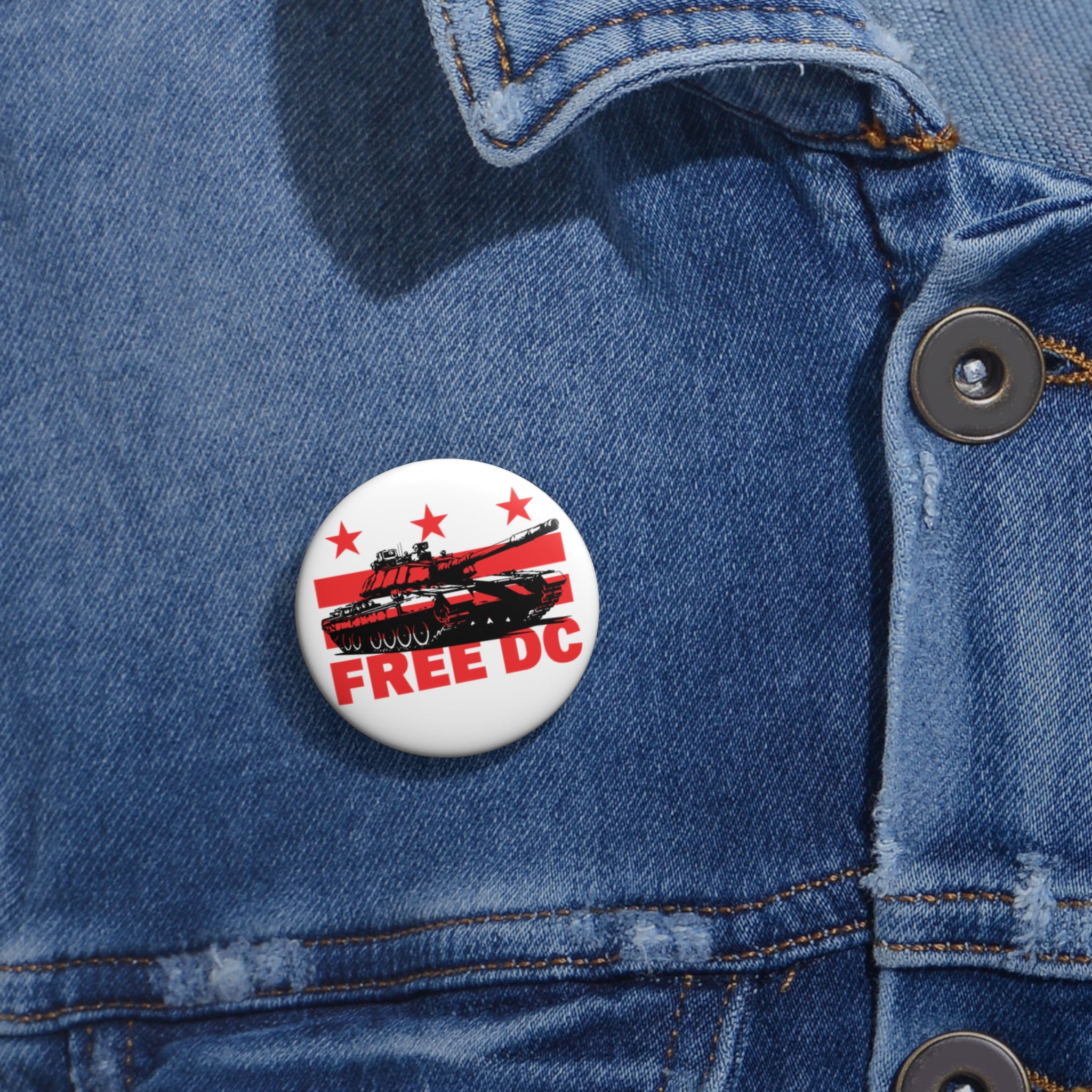Free DC Tank Pin Buttons - Anti-Trump Federal Takeover - No Kings