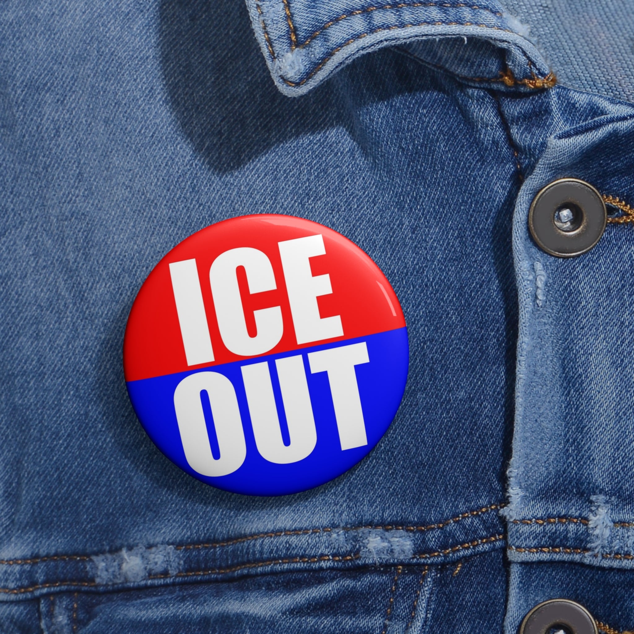ICE OUT Red, White, and Blue pin | red and blue political style button