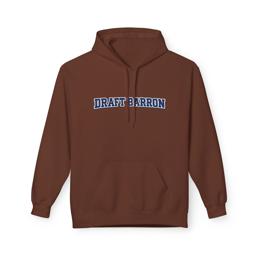 Draft Barron Hoodie | Collegiate Text Logo, White Pullover