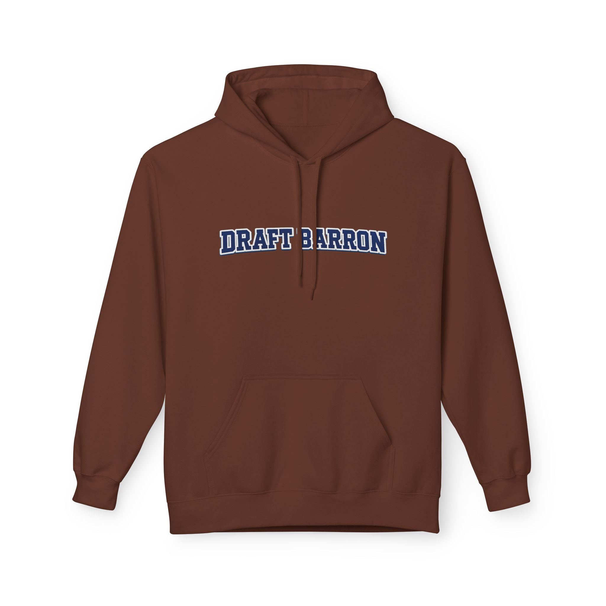 Draft Barron Hoodie | Collegiate Text Logo, White Pullover
