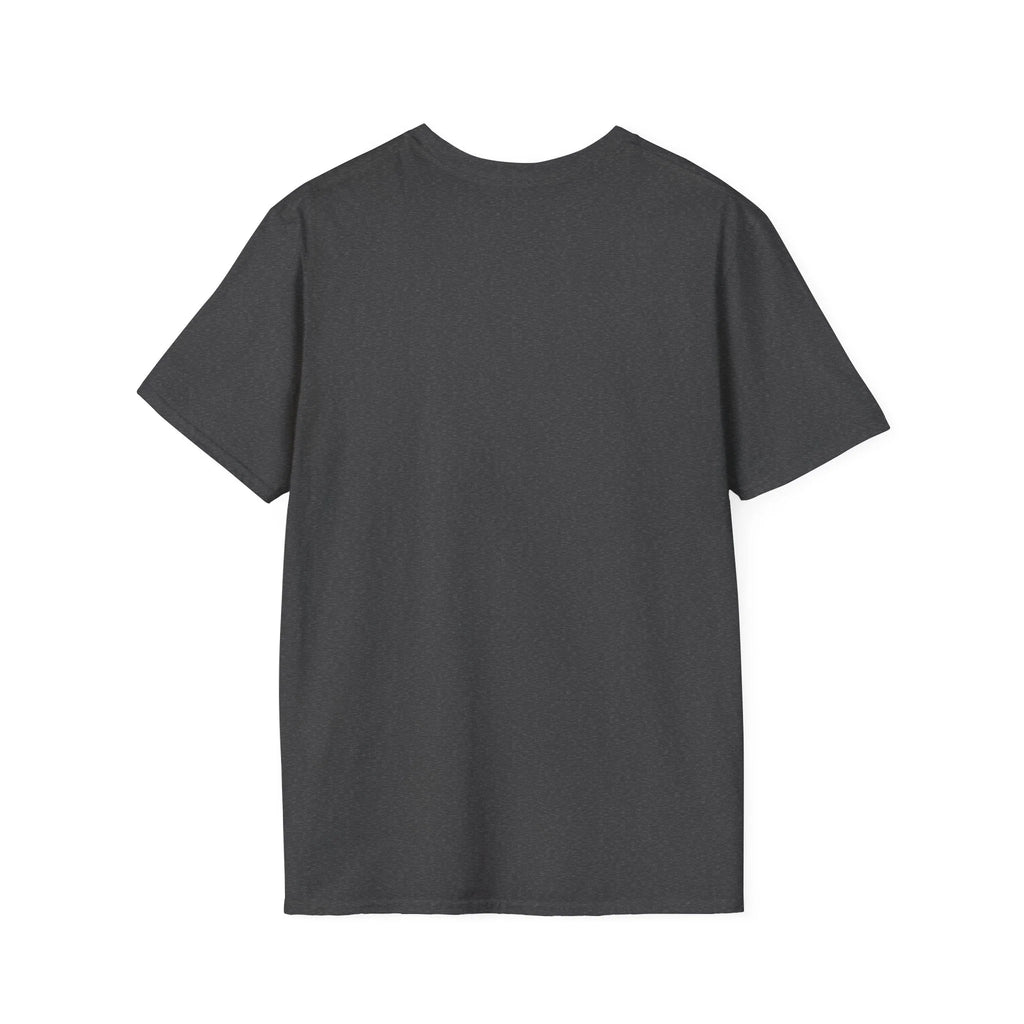 Back view of dark gray protest tee, ready for bold anti-MAGA graphic design