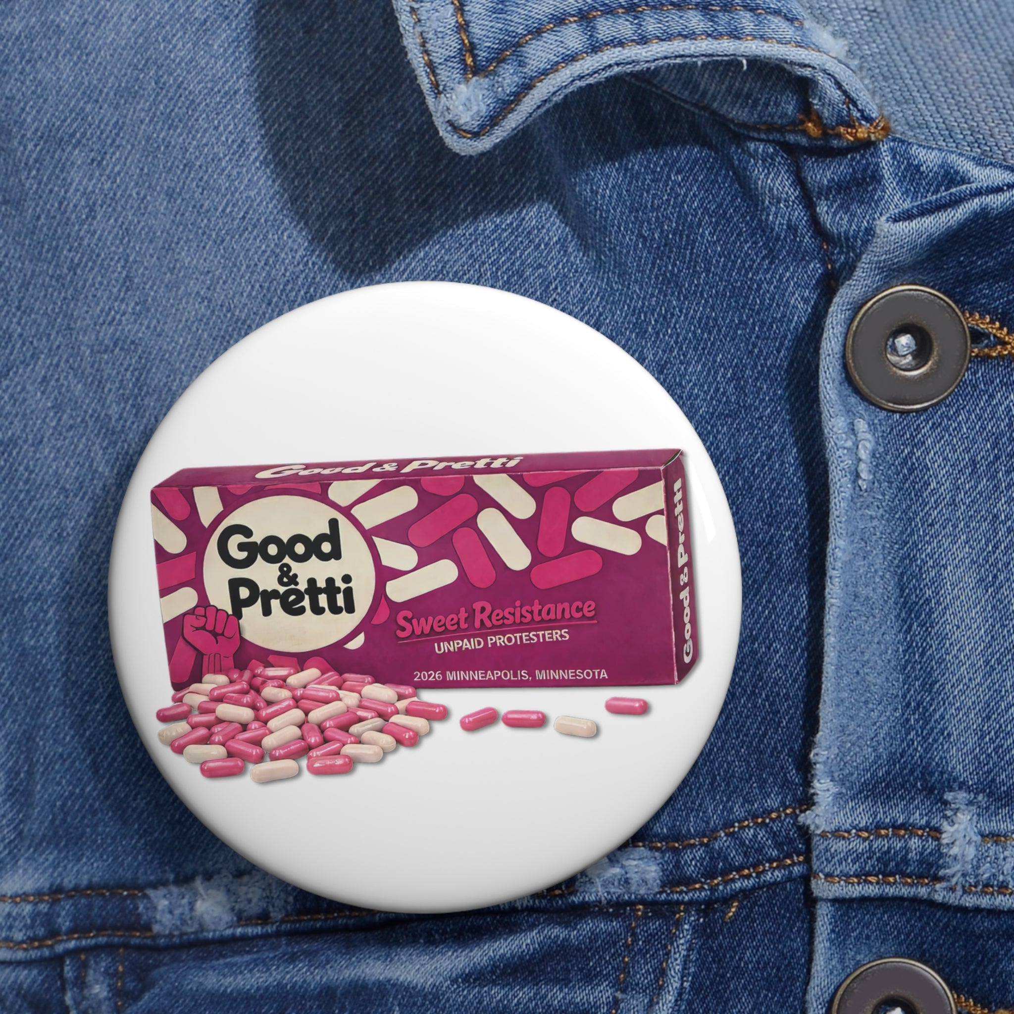 Good & Pretti Candy Bar pin button | 1.25" round enamel style