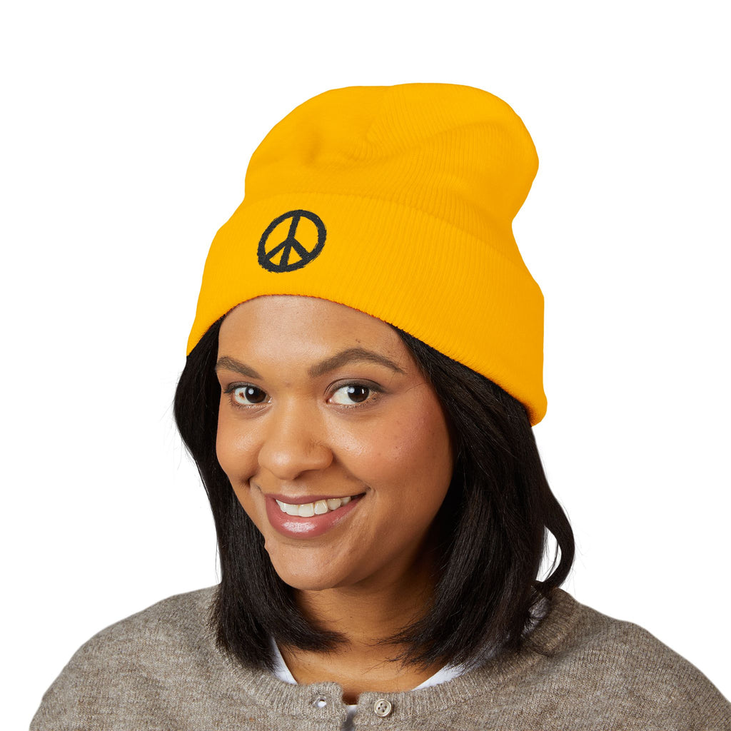 Bonnet brodé motif « Peace Sign » I Peint à la main