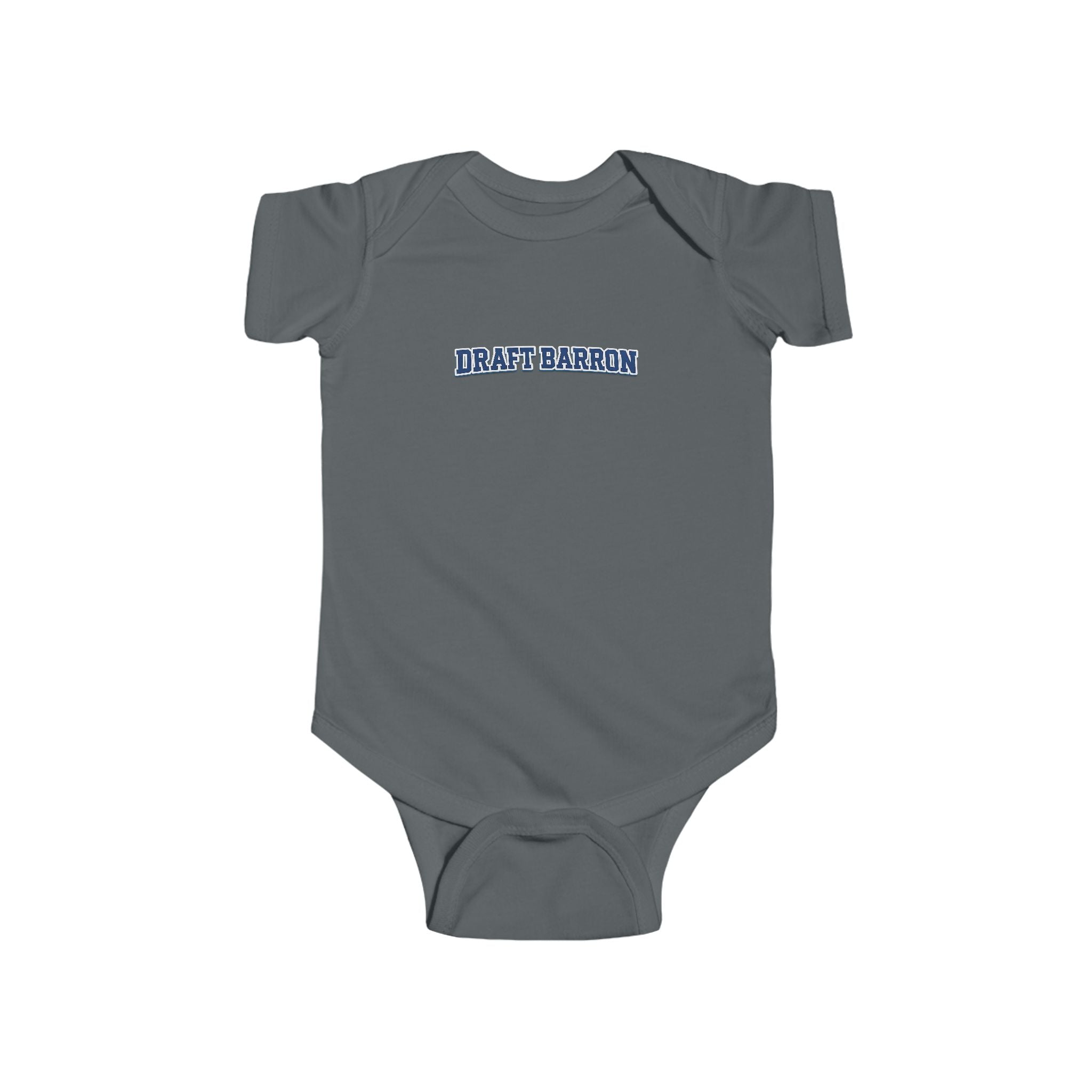 Draft Baron bodysuit Infant Bodysuit | baby onesie with blue varsity text