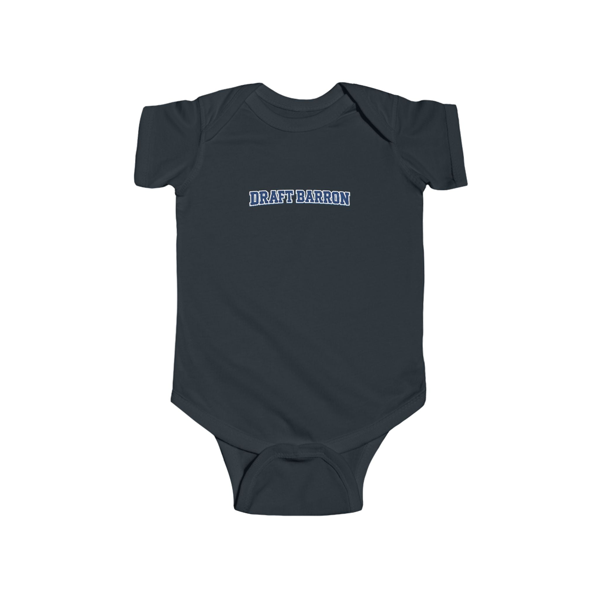 Draft Baron bodysuit Infant Bodysuit | baby onesie with blue varsity text