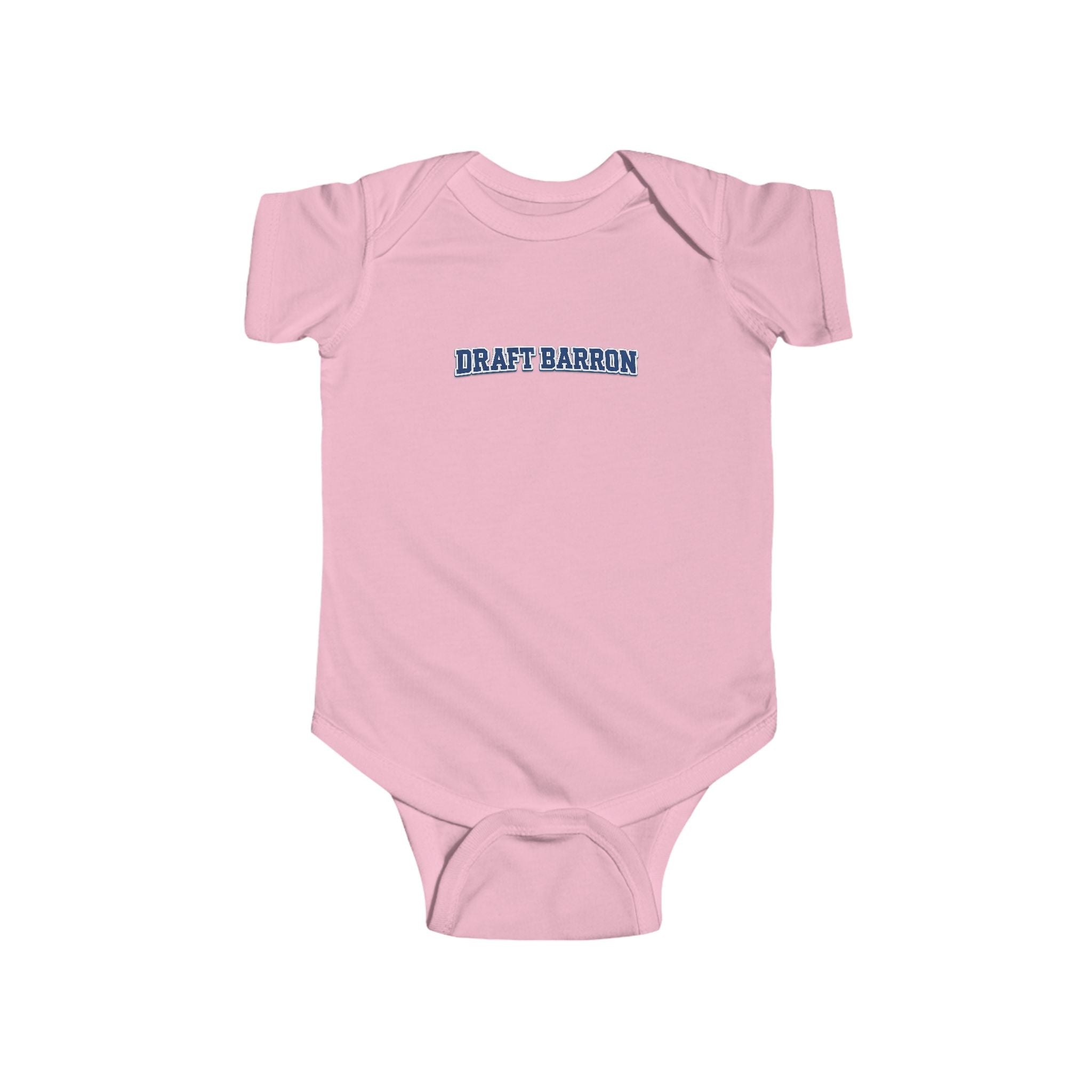 Draft Baron bodysuit Infant Bodysuit | baby onesie with blue varsity text