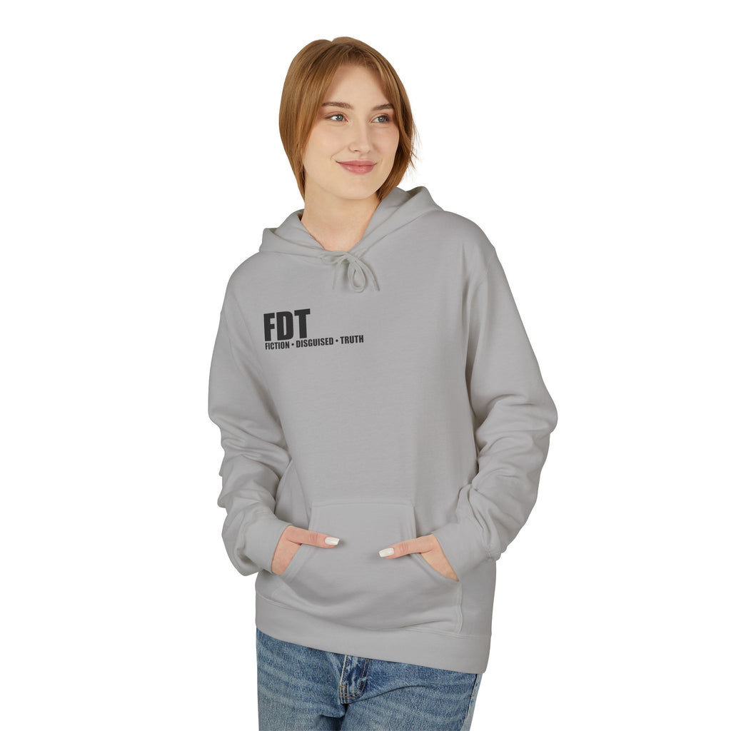 FDT minimalist text Hoodie | Small chest logo, white pullover