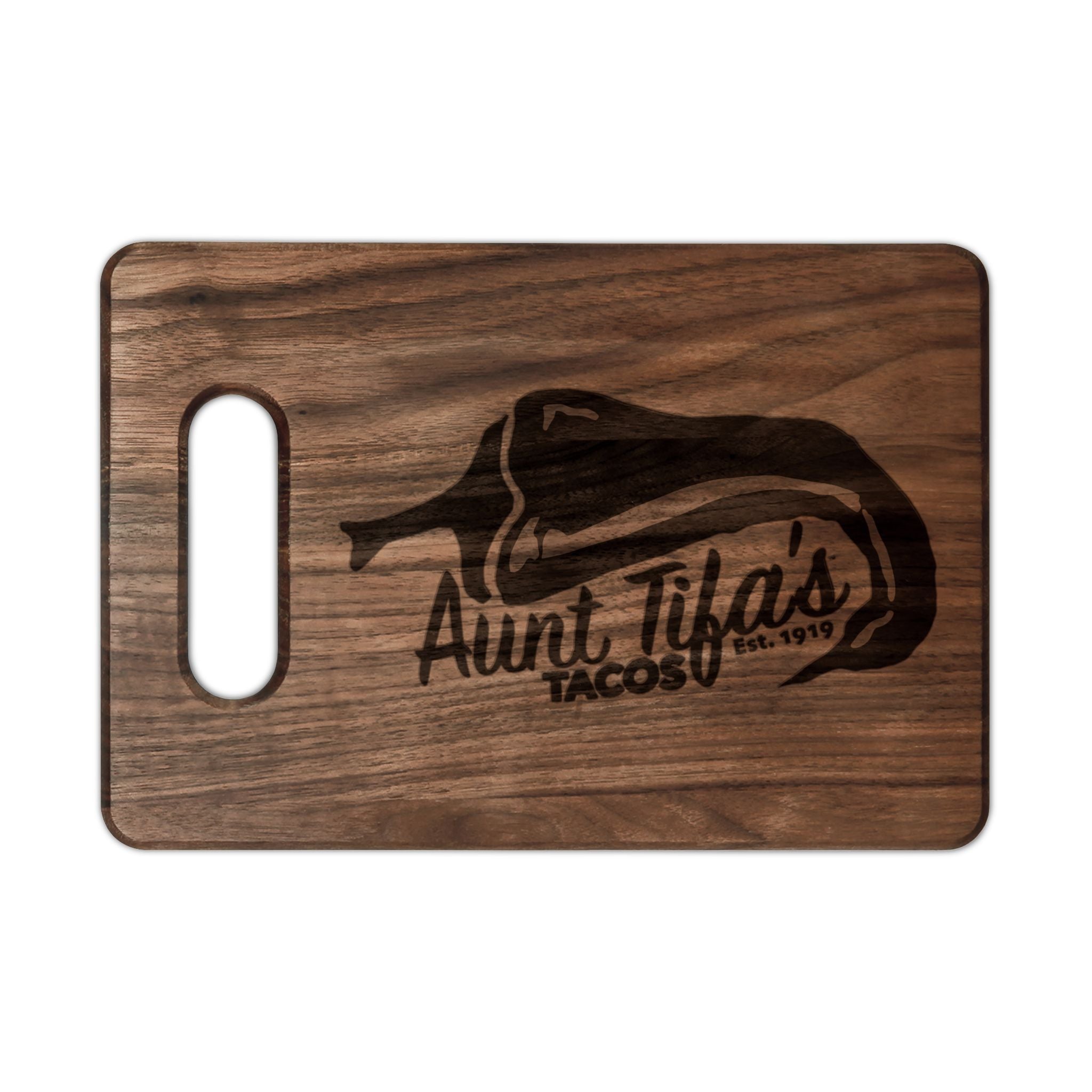 Aunt Tifa's Tacos Wooden Cutting Board - Perfect Anti-Trump ANTIFA gift - Political Satire
