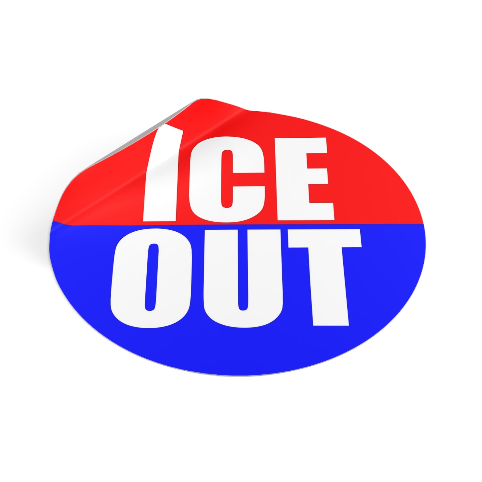 ICE OUT Red, White, and Blue Round Vinyl Sticker | Anti Immigration gestapo