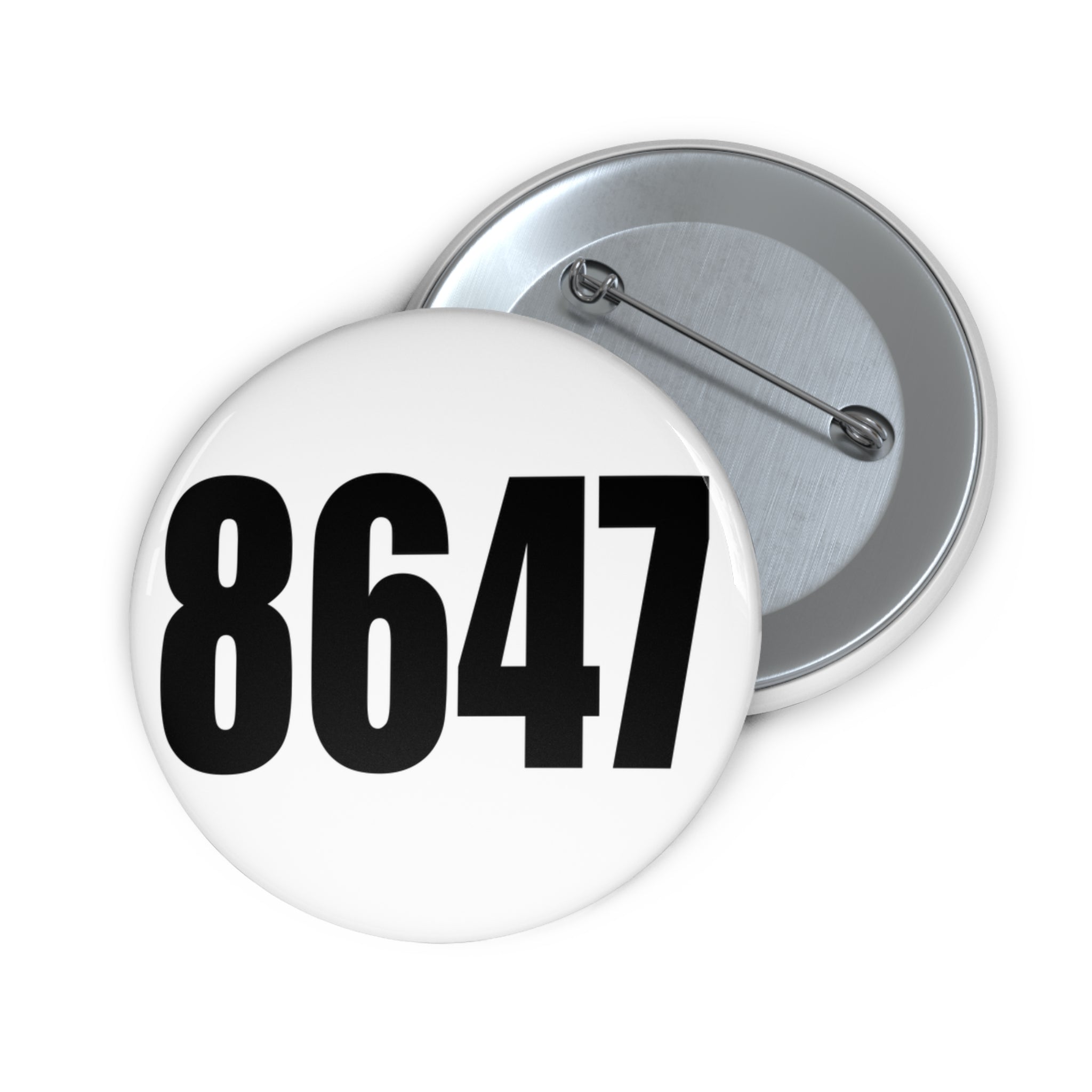 Bold Number 8647 Pin Button | Custom Number Badge